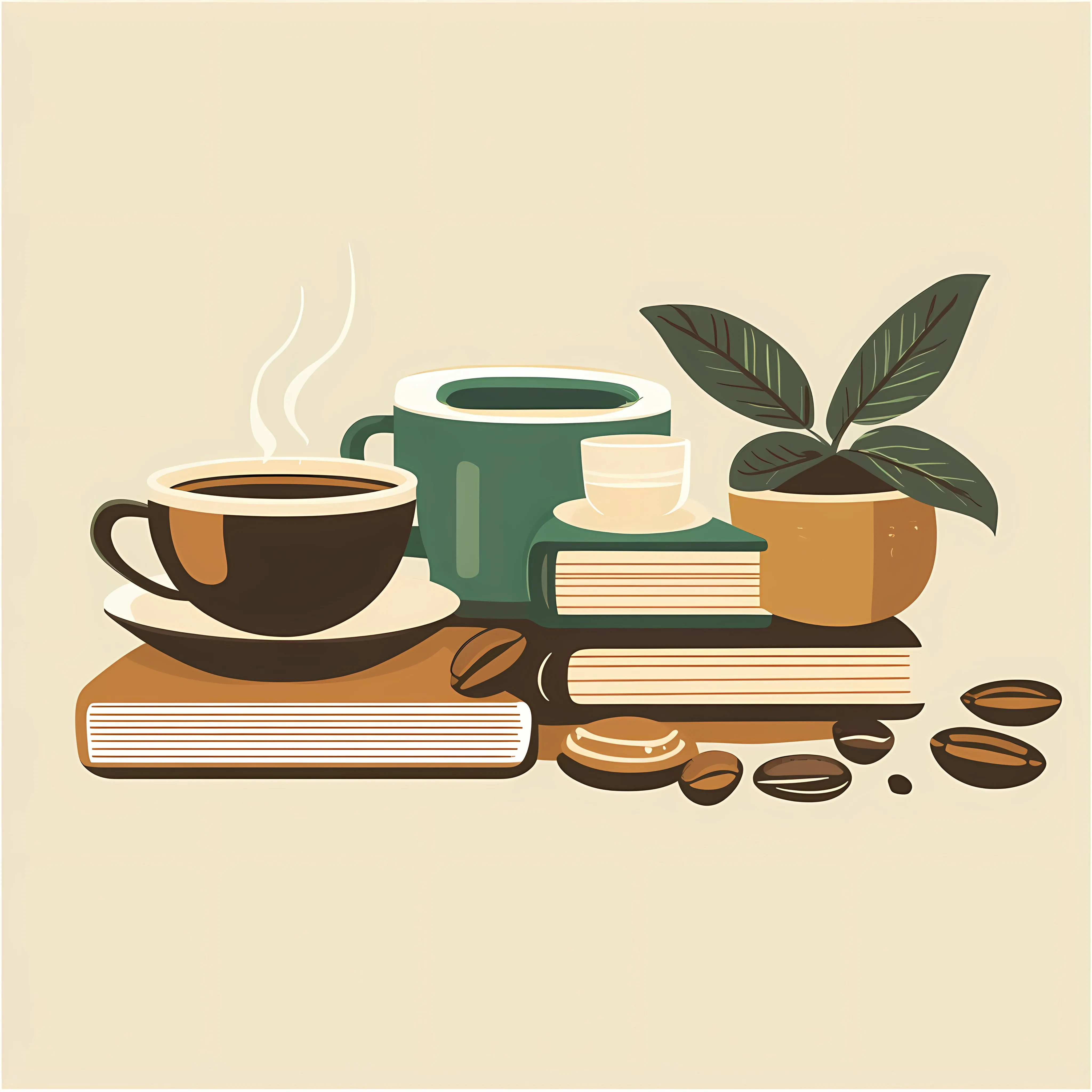Coffee, Food, and Books Vector Illustration — free download from Dotvec