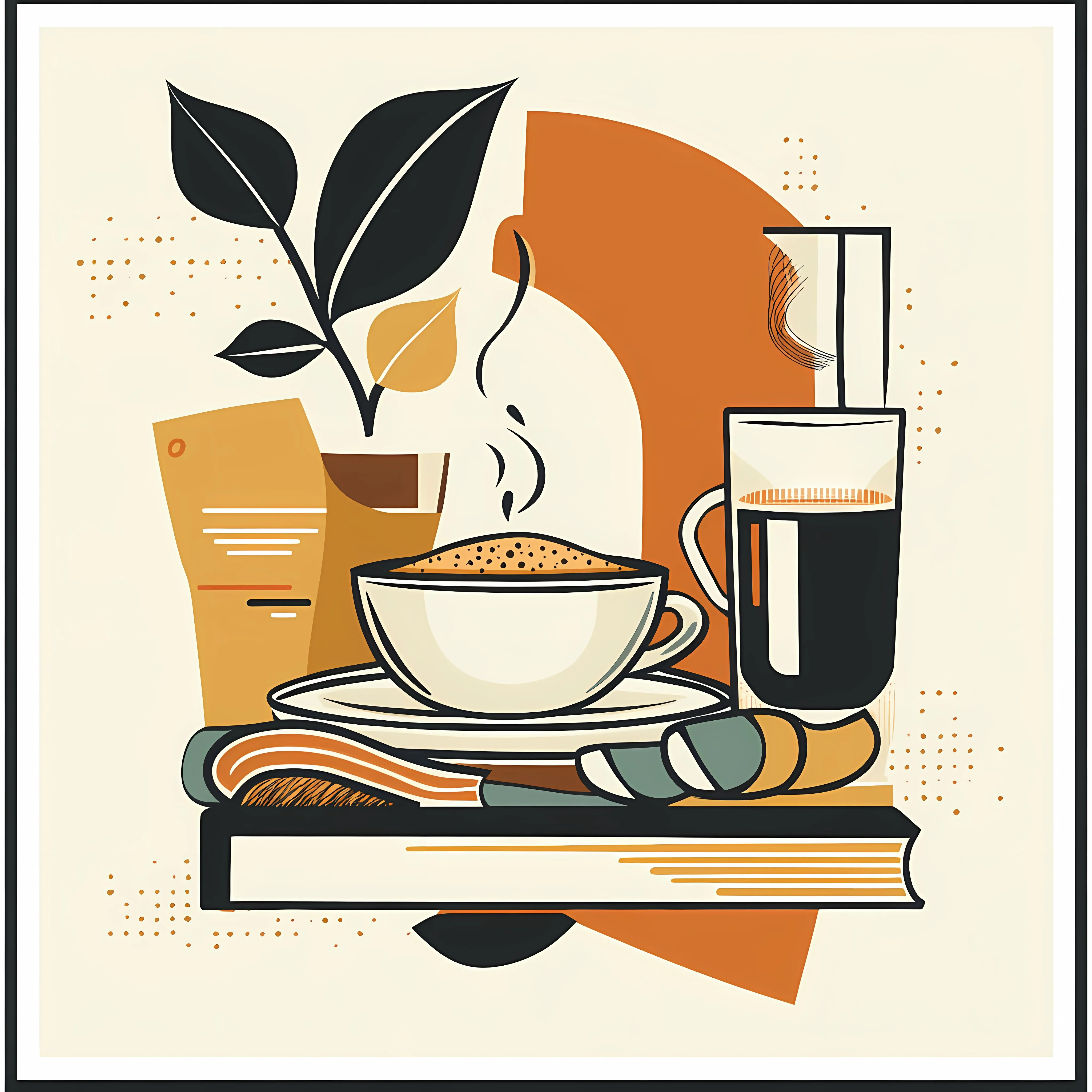 Coffee, Food, and Books Illustration — free download from Dotvec