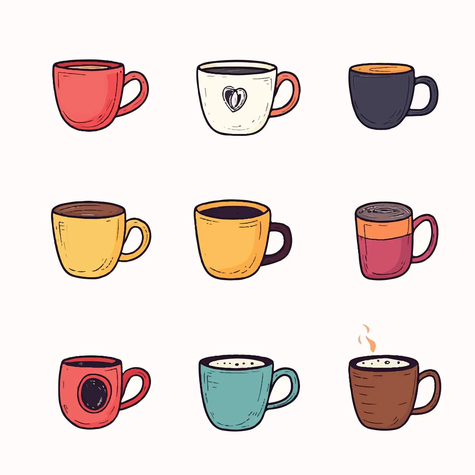 Hand Drawn Cartoon Coffee Mug Vector — free download from Dotvec