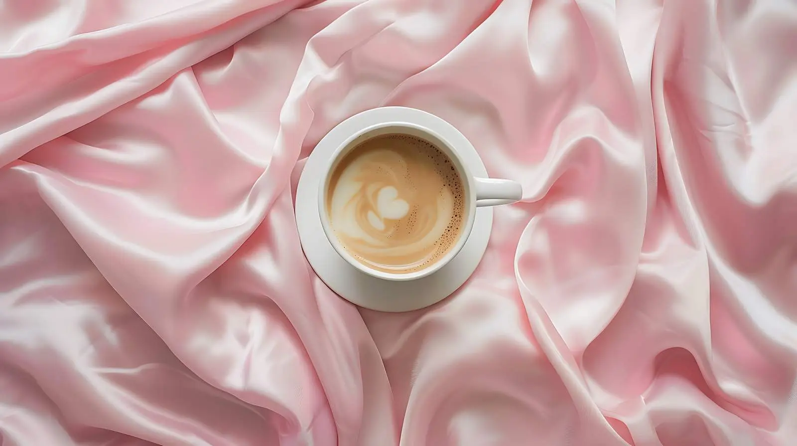 Minimalist Coffee Mug on Pink Silk Blanket – free home aesthetics image from Dotvec