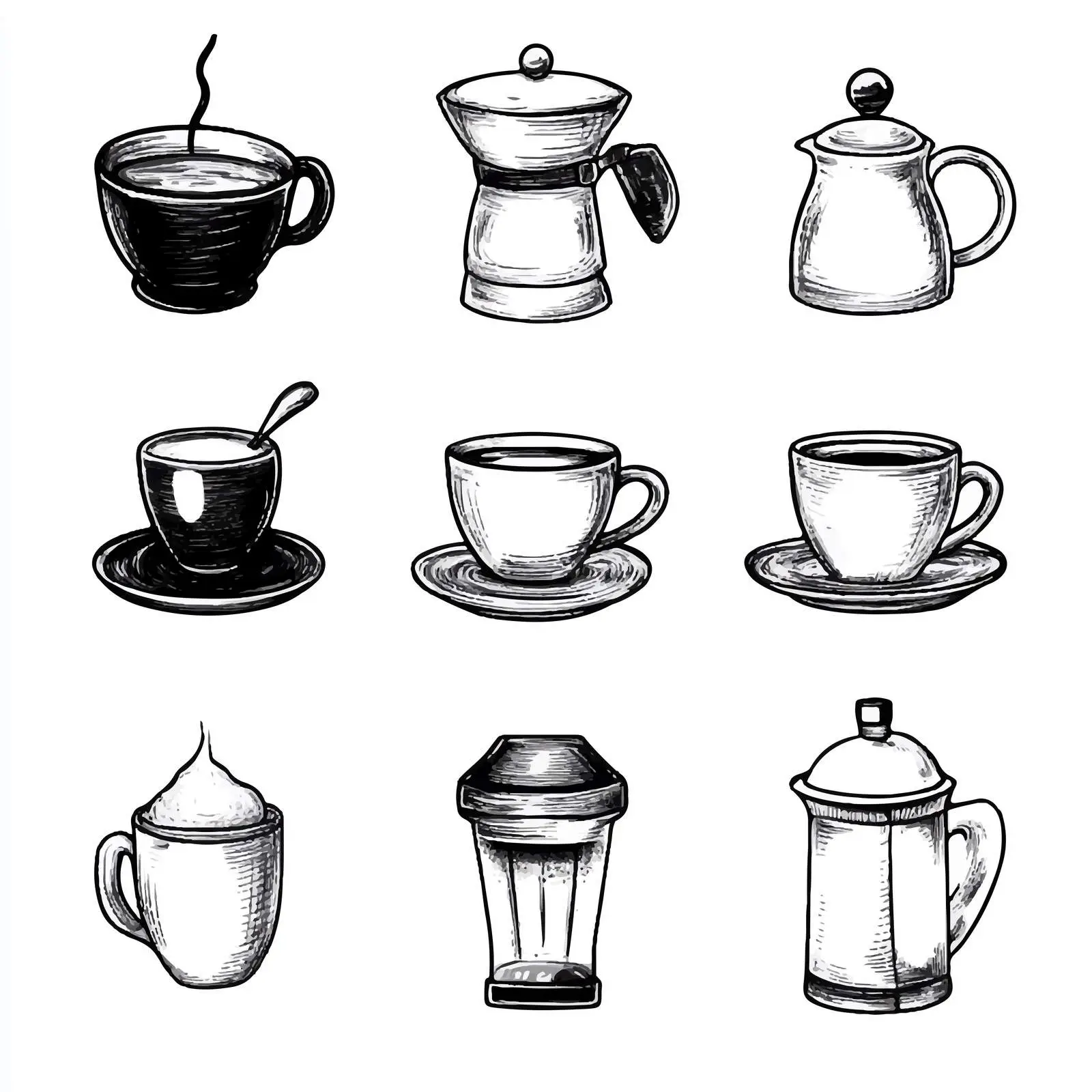 Cartoon Coffee Icons Vector Set — free download from Dotvec