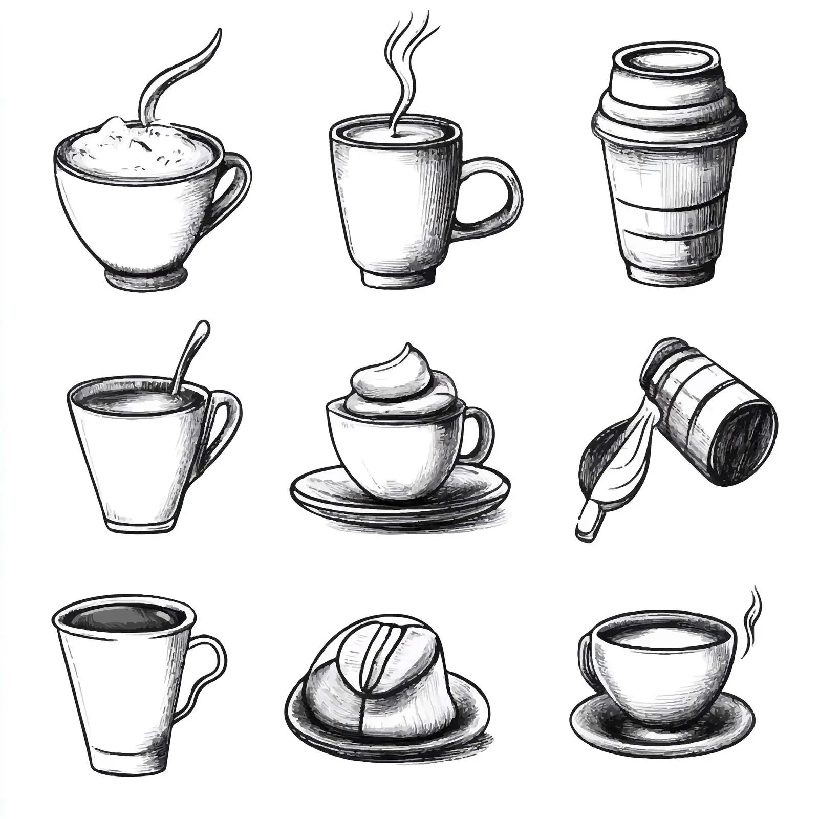 Cartoon Coffee Icons Vector Set — free download from Dotvec