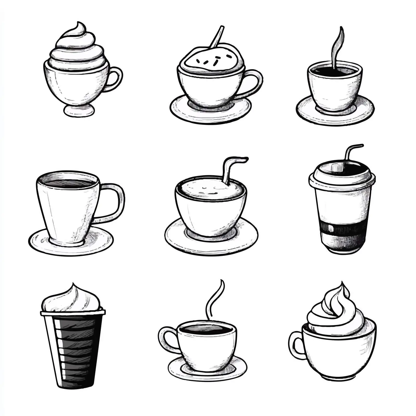 Cartoon Coffee Icons Set Vector — free download from Dotvec