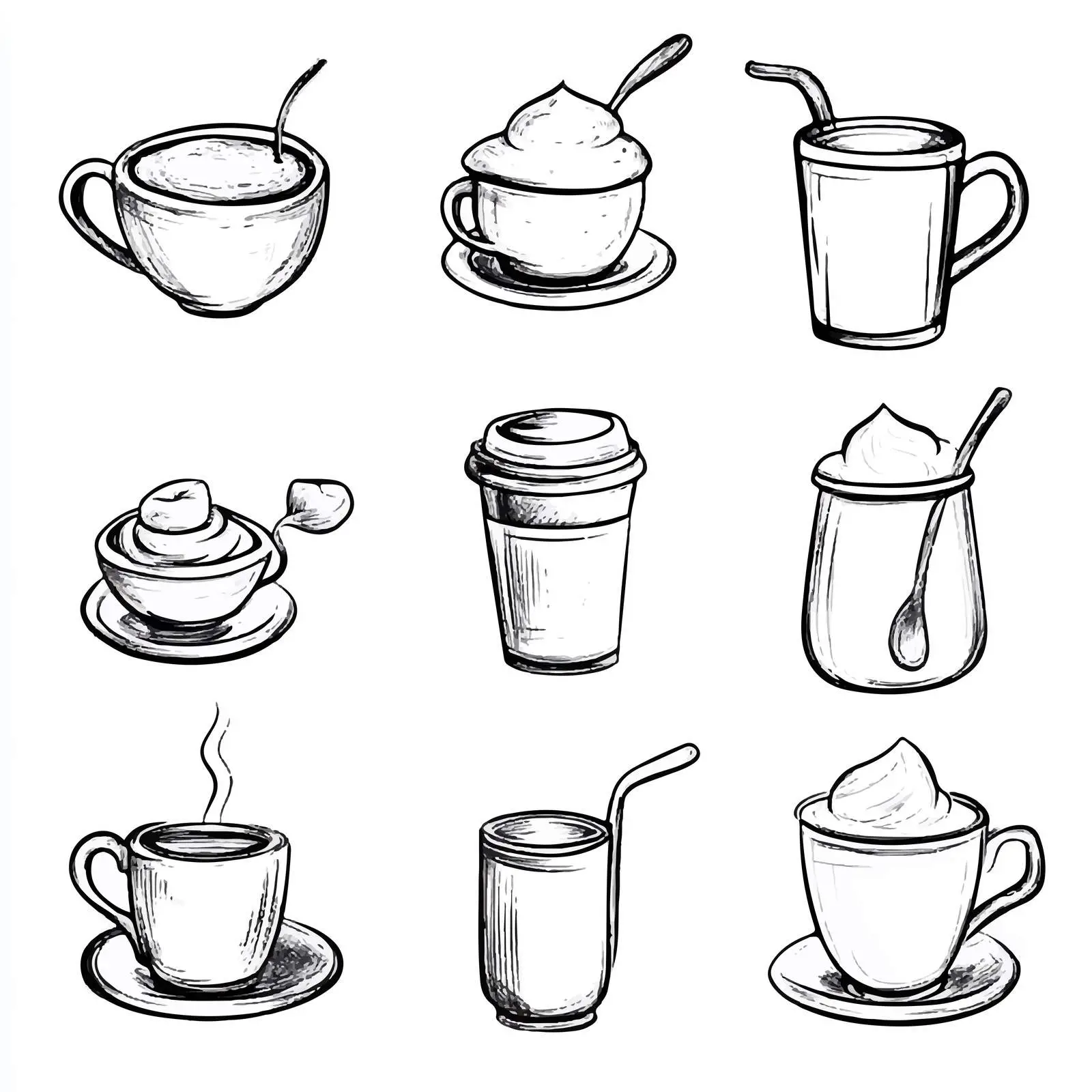 Cartoon Coffee Icons Vector Set — free download from Dotvec