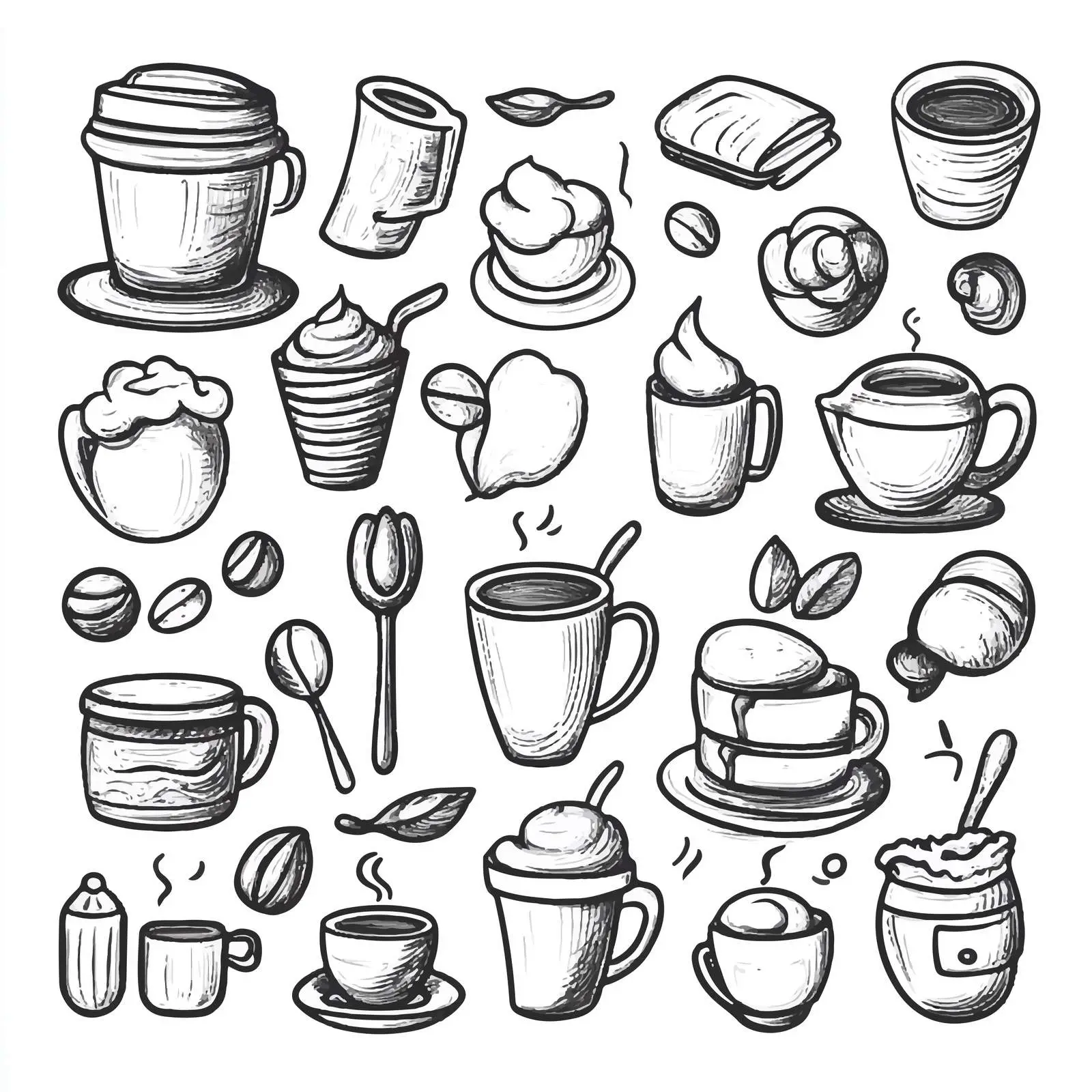 Cartoon Coffee Objects Icon Set — free download from Dotvec