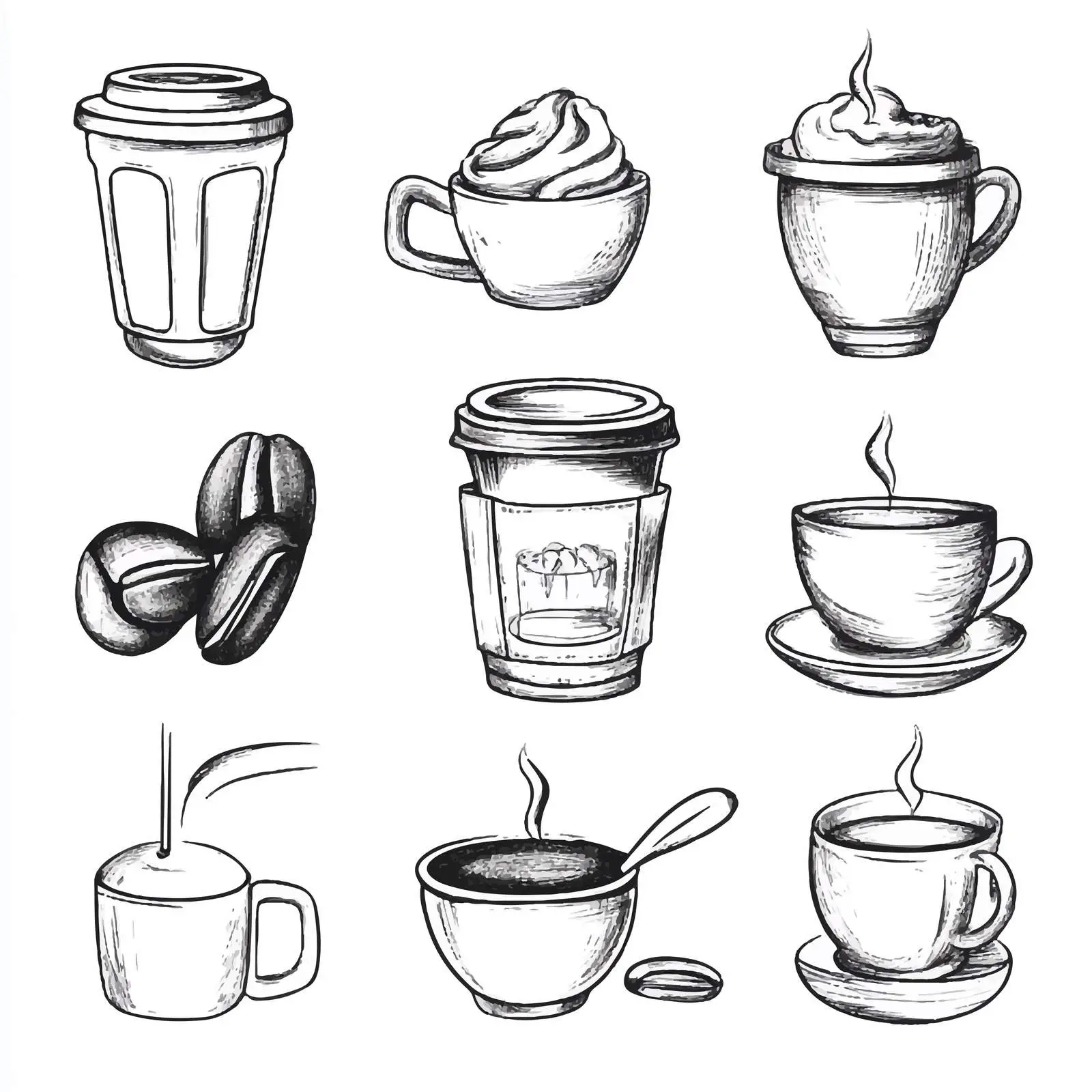 Cartoon Coffee Icons Vector Set — free download from Dotvec