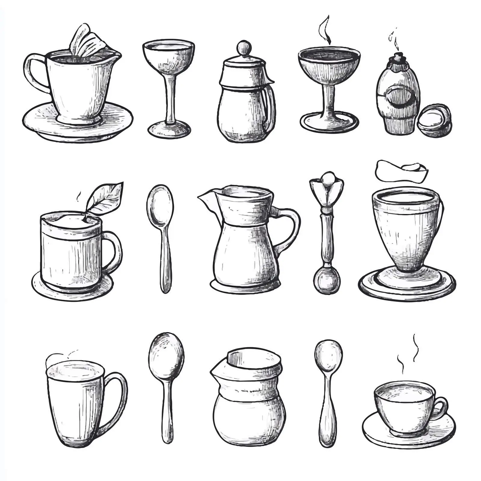 Cartoon Coffee Objects Vector Set — free download from Dotvec