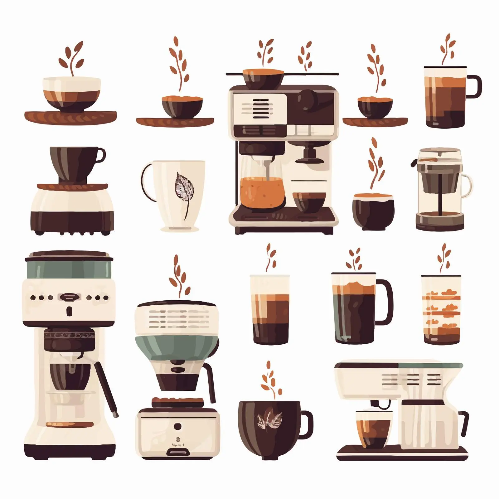 Takeaway Coffee Set with Cups and Holder — free download from Dotvec