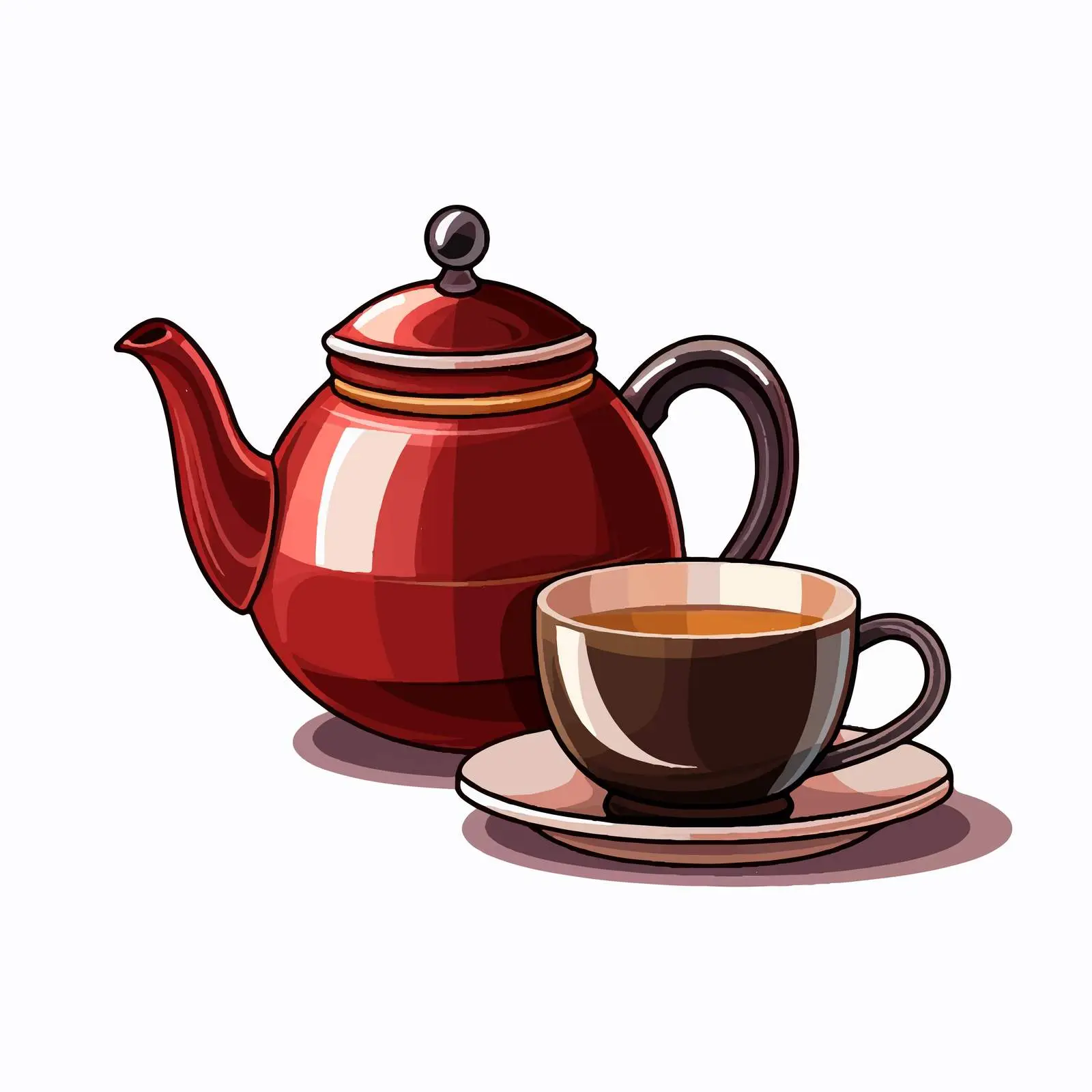 Cartoon Coffee Teapot and Cup Vector Illustration — free download from Dotvec