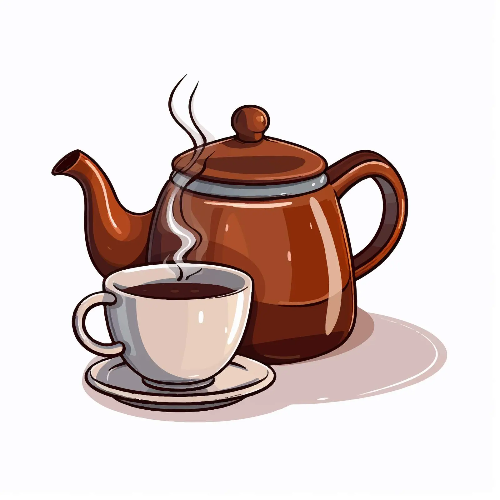 Cartoon Coffee Teapot and Cup Vector Illustration – free teapot image from Dotvec