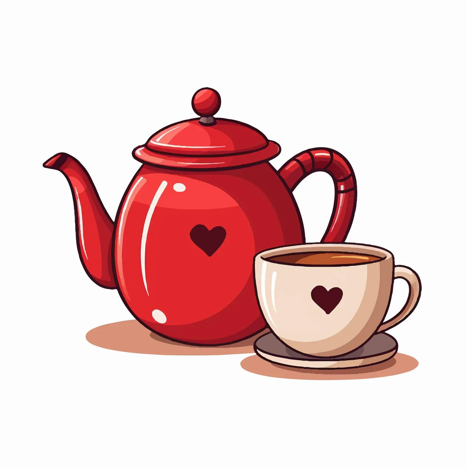 Cartoon Coffee Teapot with Cup Vector Illustration – free teapot image from Dotvec