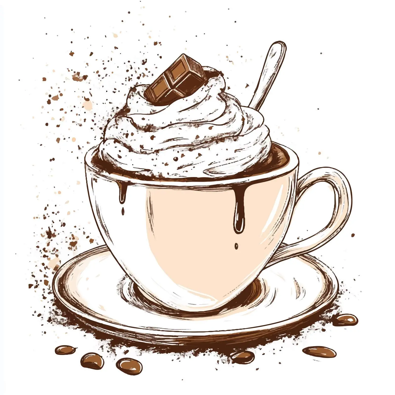 Hand-Drawn Coffee with Chocolate — free download from Dotvec