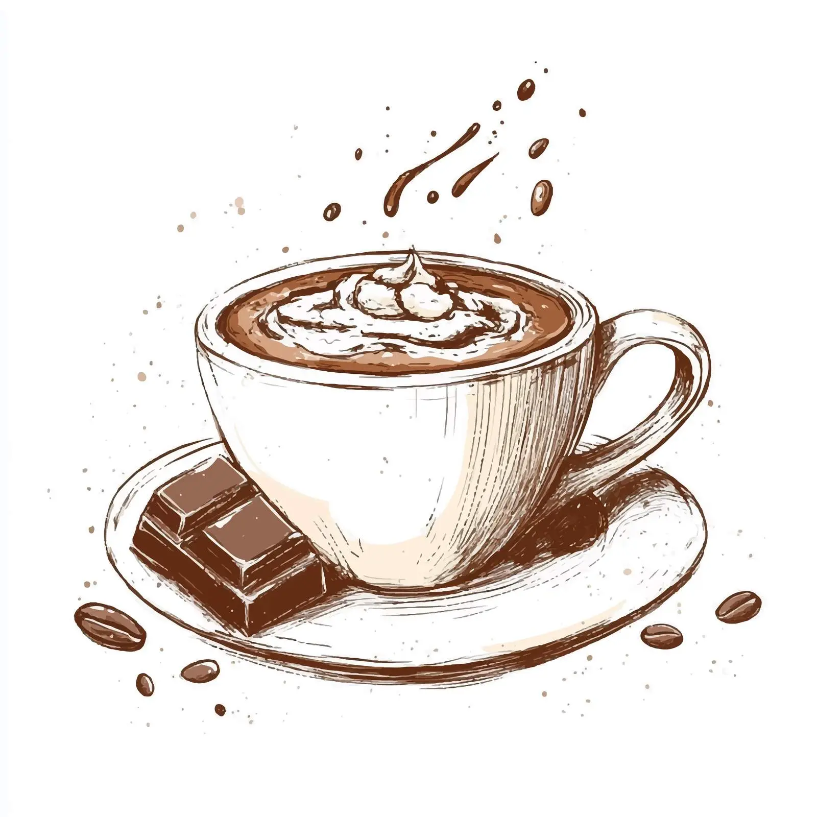 Hand-Drawn Coffee and Chocolate Cup — free download from Dotvec