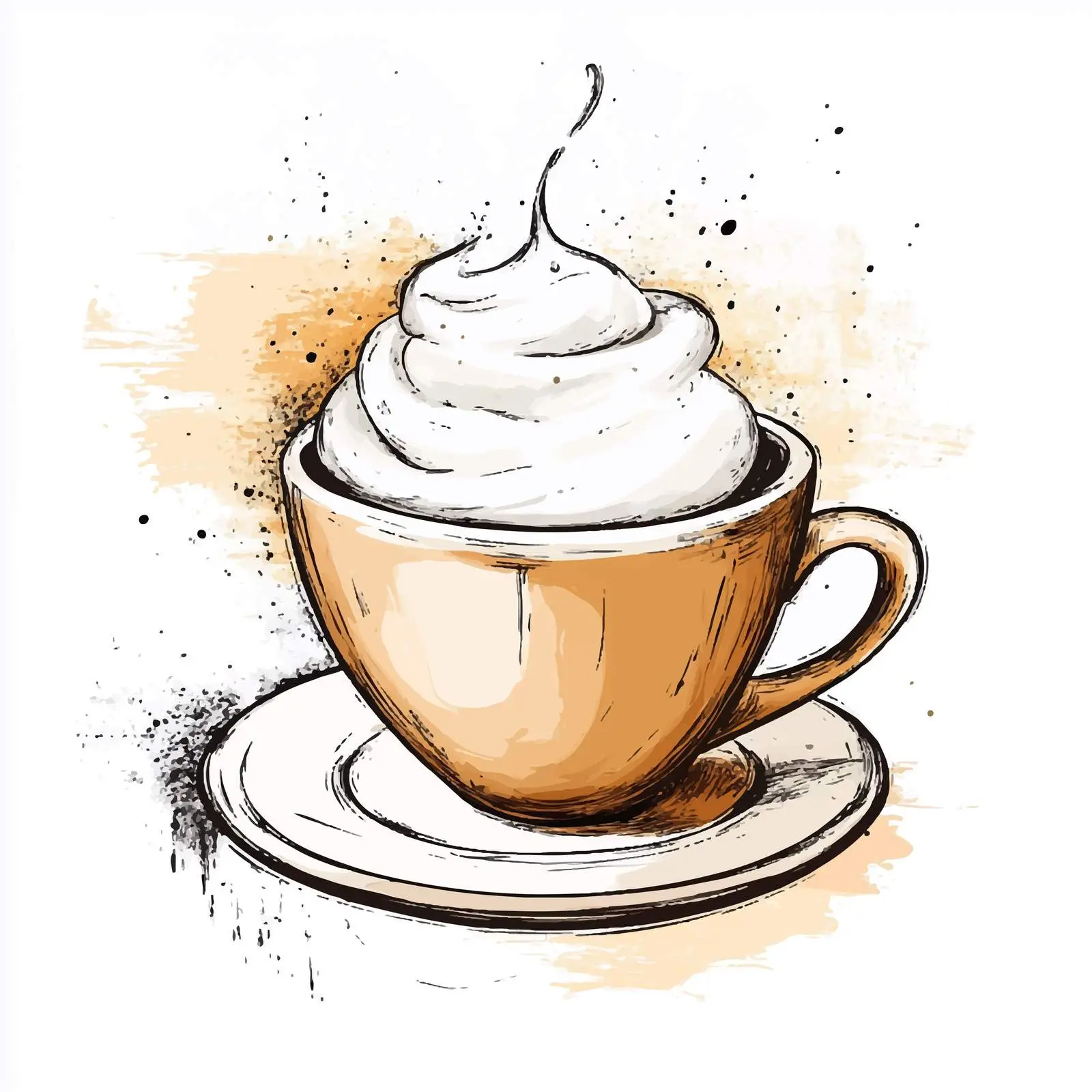 Hand Drawn Coffee with Cream Sketch — free download from Dotvec