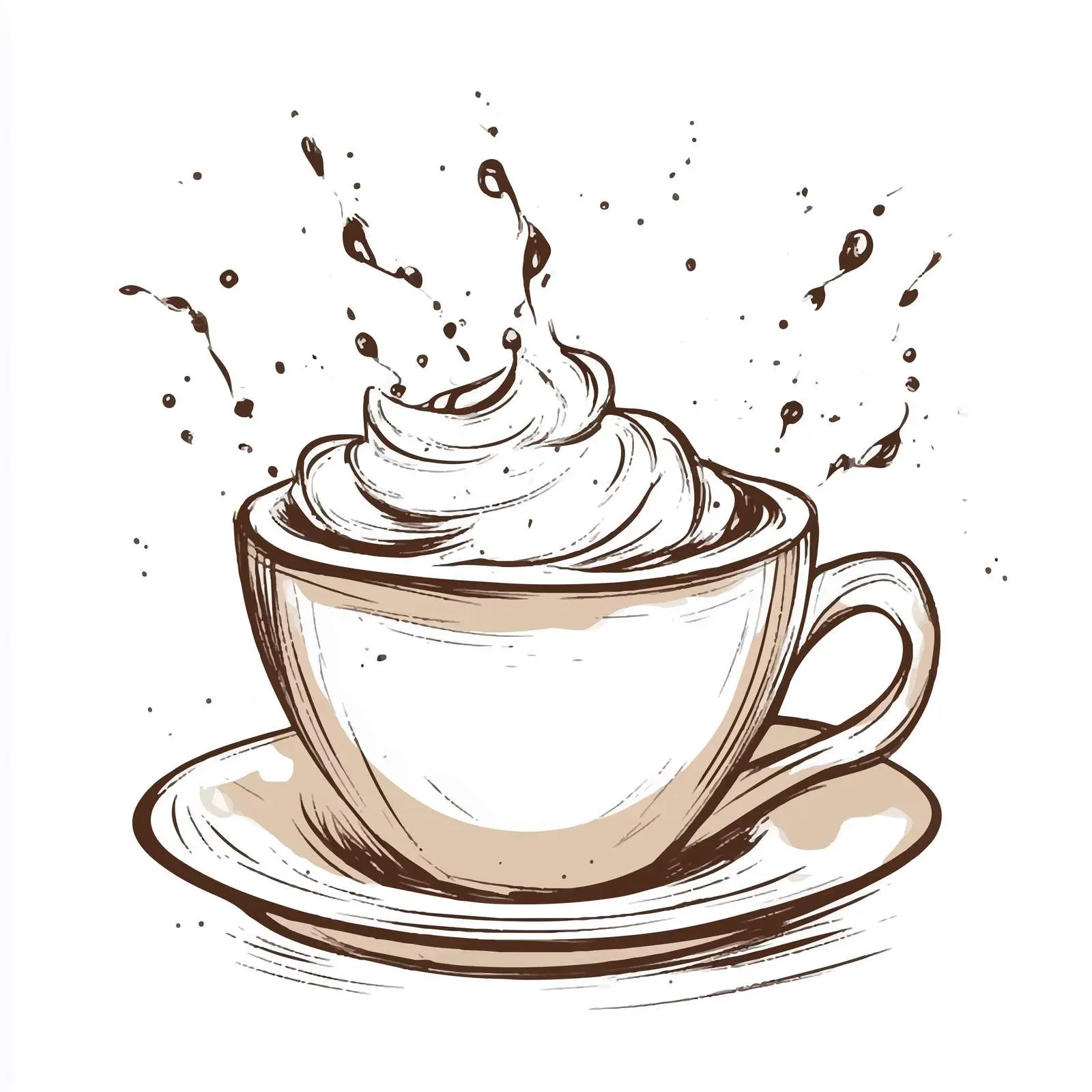 Hand Drawn Coffee with Cream Sketch — free download from Dotvec