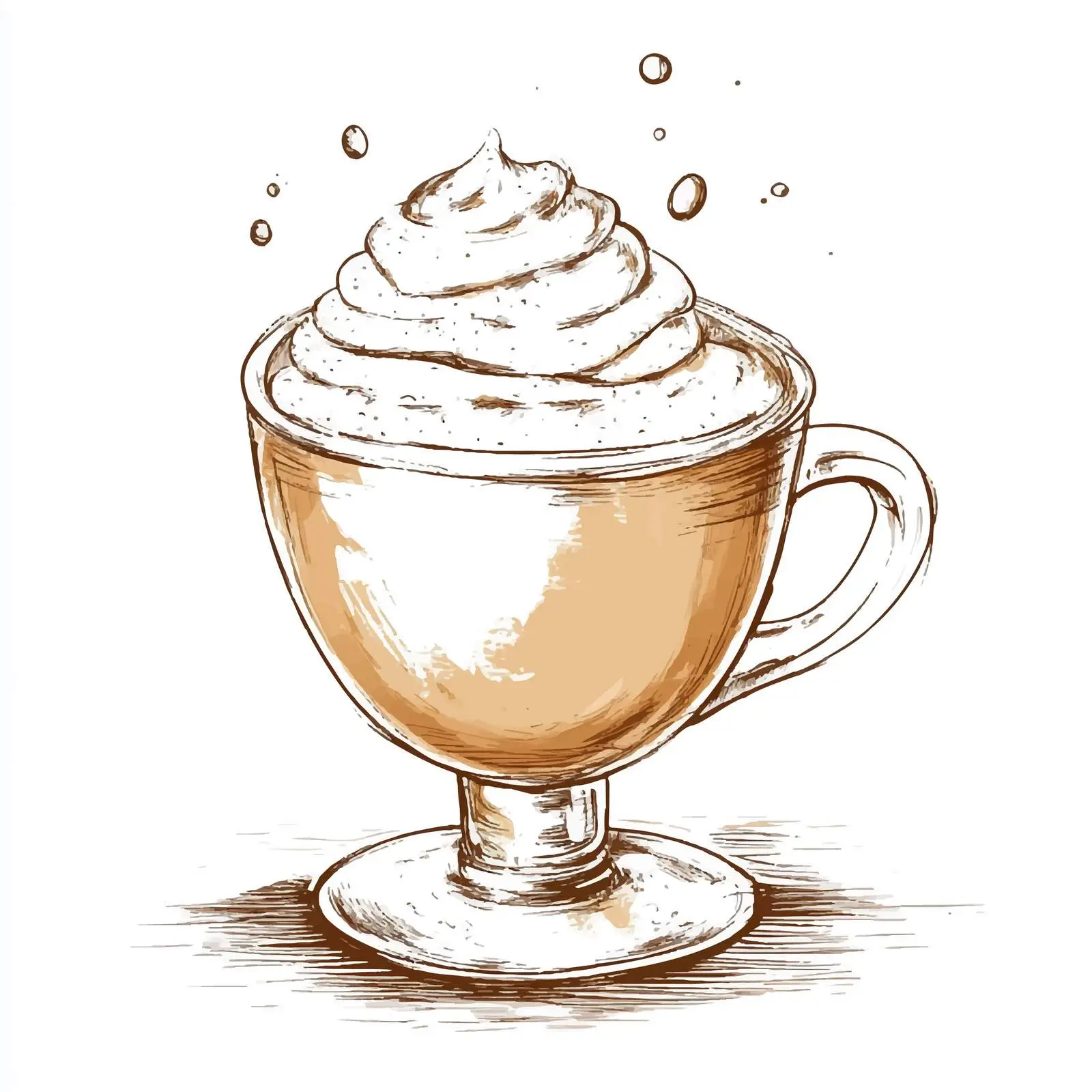 Hand Drawn Coffee with Cream Sketch — free download from Dotvec