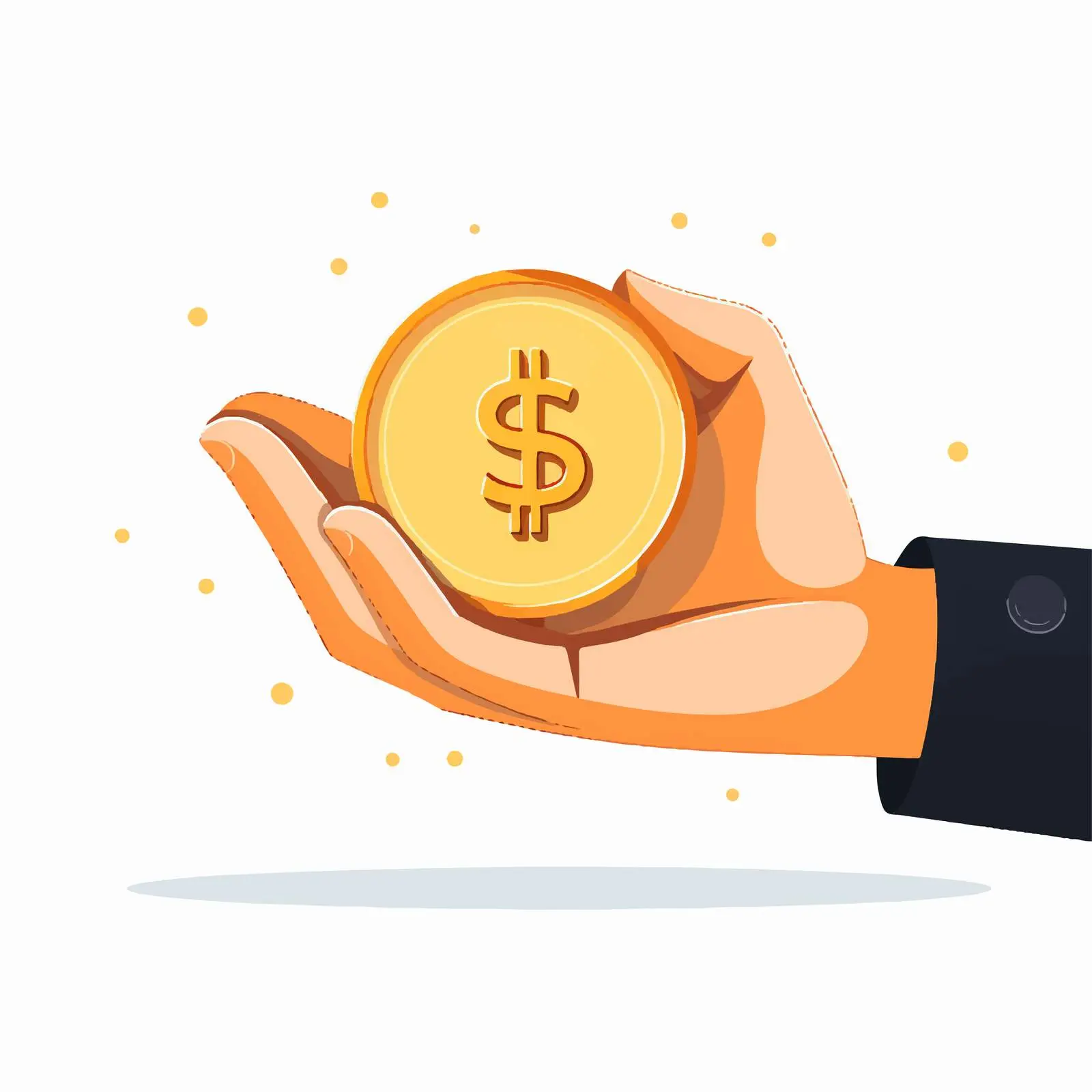 Hand Holding Gold Coins Squeezed Between Fingers — free download from Dotvec