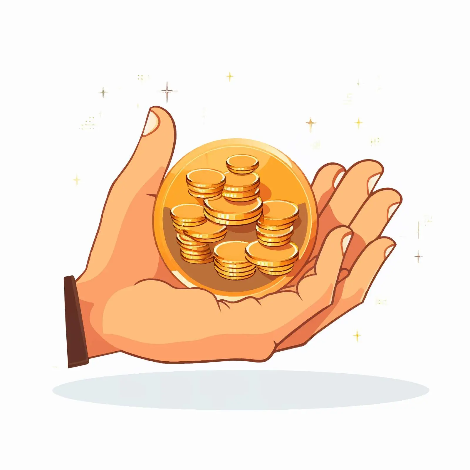 Hand Holding Gold Coins Between Fingers — free download from Dotvec