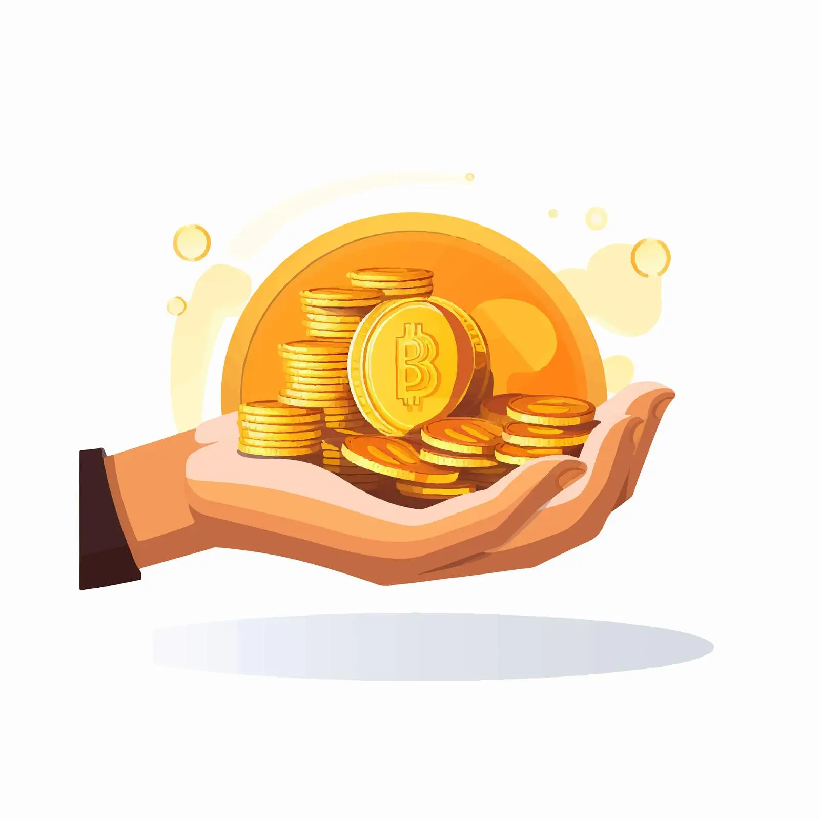 Hand Holding Gold Coins – free financial freedom image from Dotvec