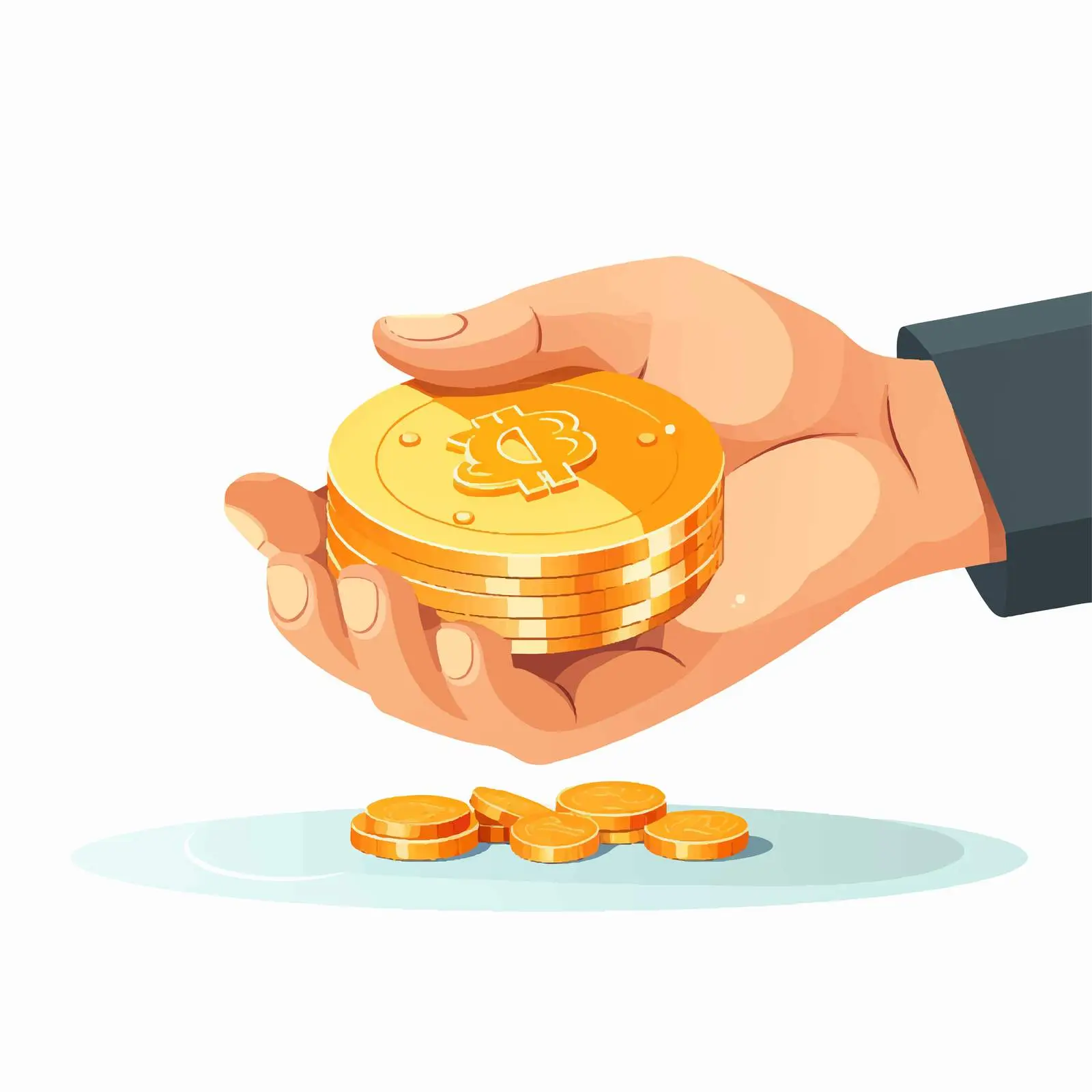 Hand Holding Gold Coins — free download from Dotvec
