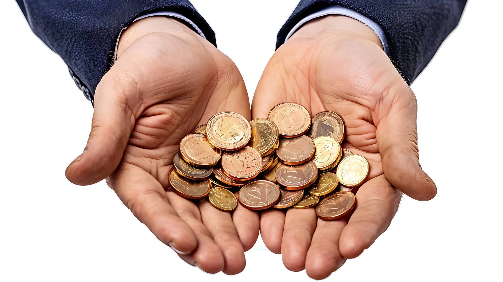 Businessman Holding Coins, Savings Concept — free download from Dotvec