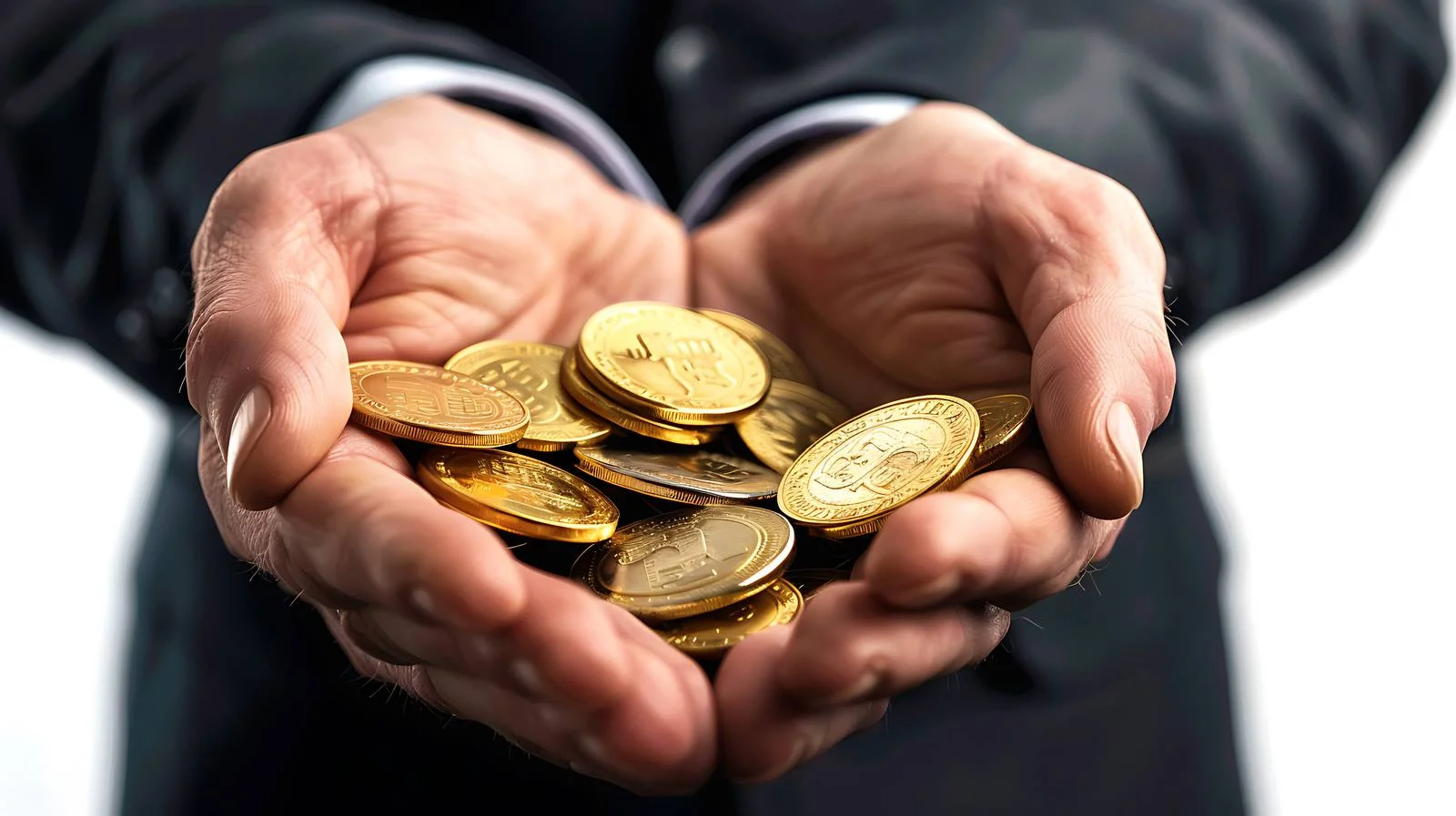 Businessman Holding Coins: Savings Concept — free download from Dotvec