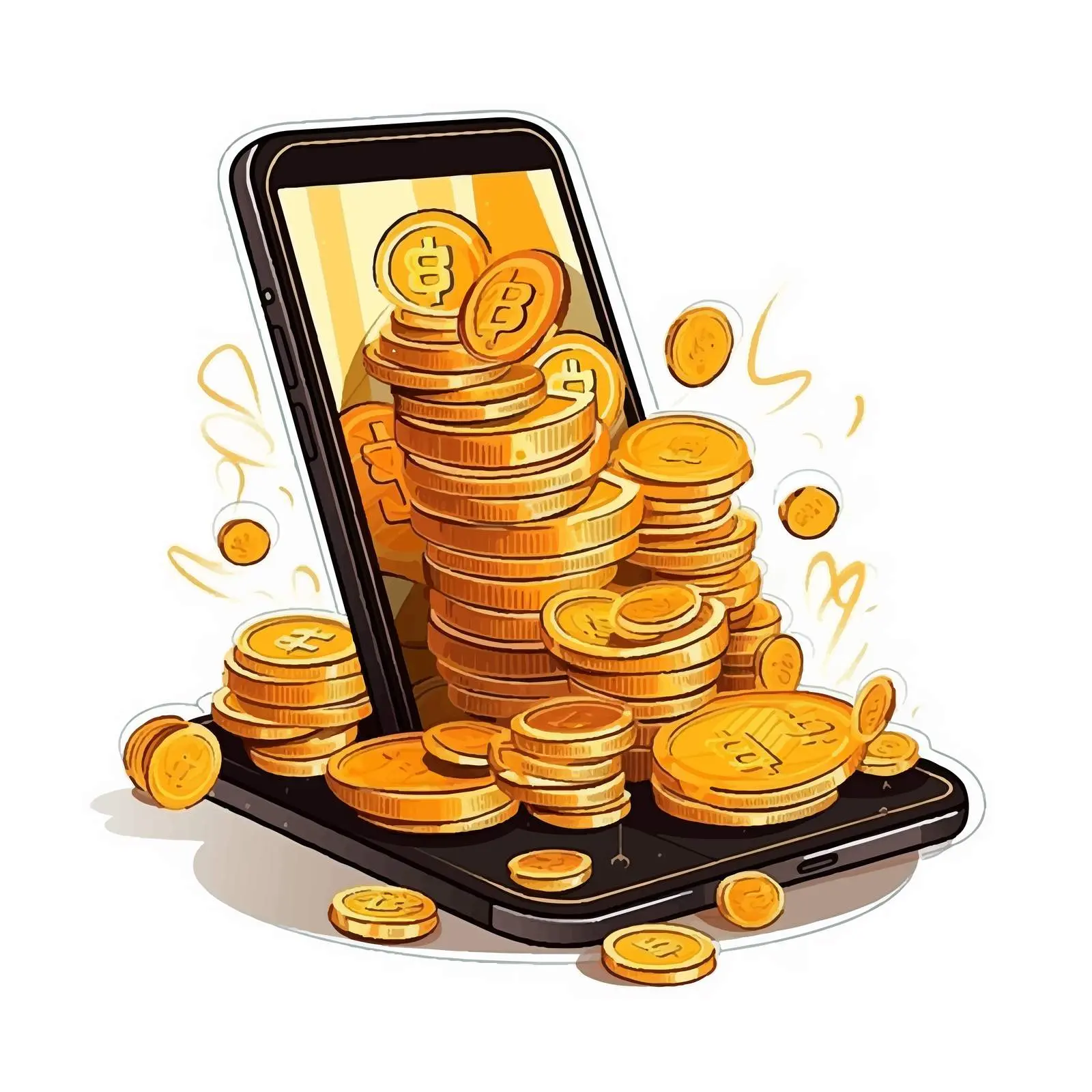 Cartoon Vector of Dollars and Smartphone — free download from Dotvec