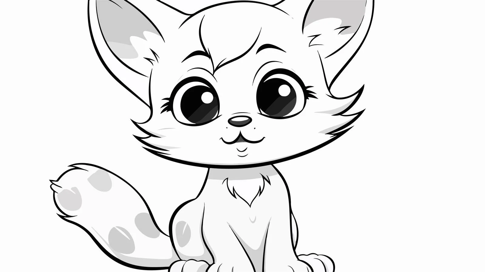 Calm Cartoon Cat Line Drawing — free download from Dotvec