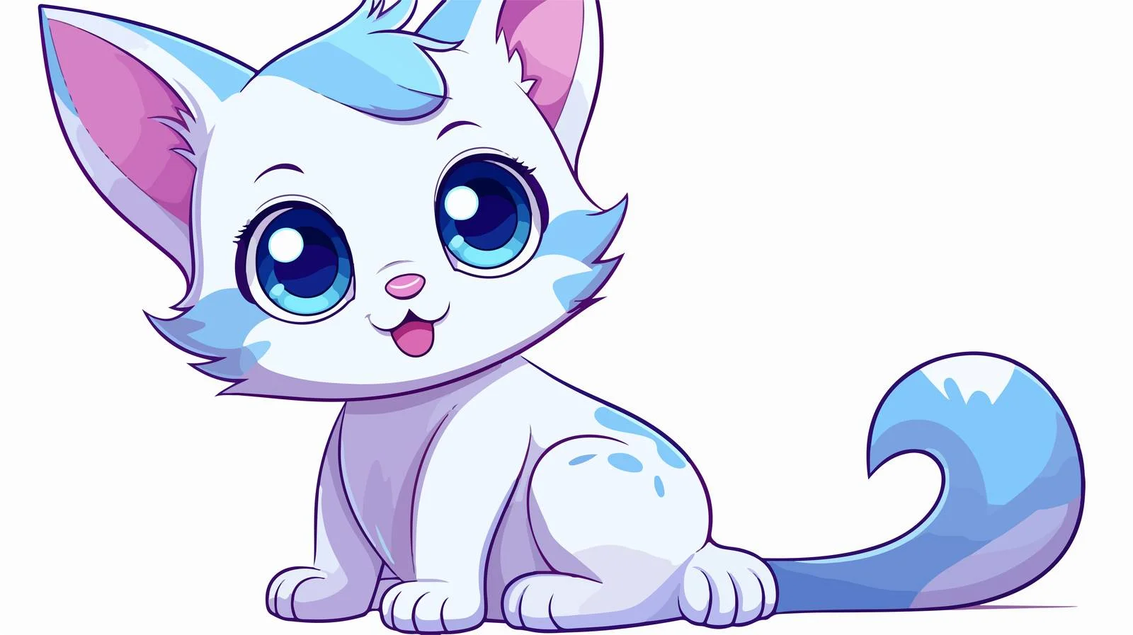 Calm Cartoon Cat Line Drawing — free download from Dotvec