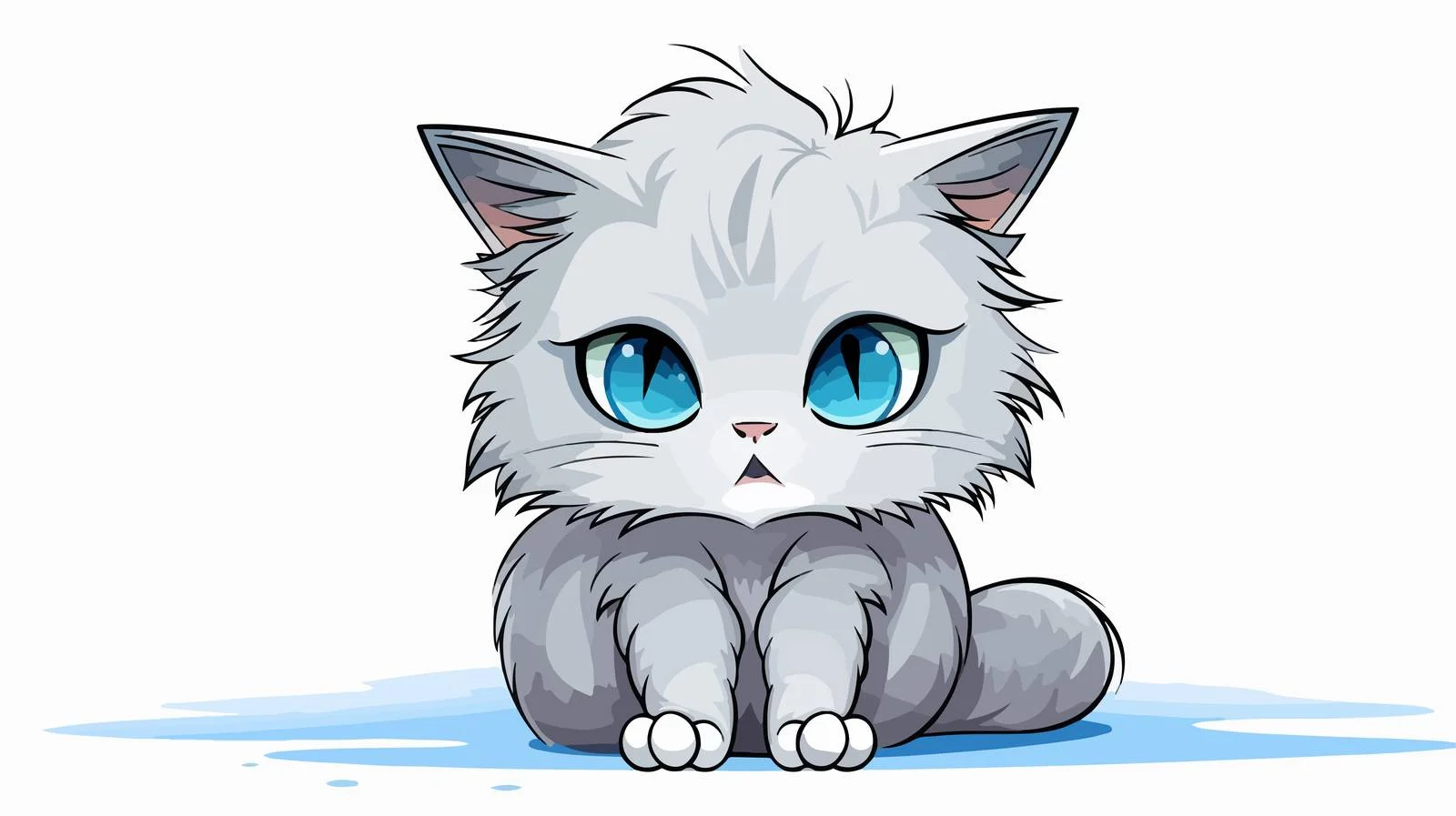 Chilly Cartoon Cat Line Drawing Illustration — free download from Dotvec