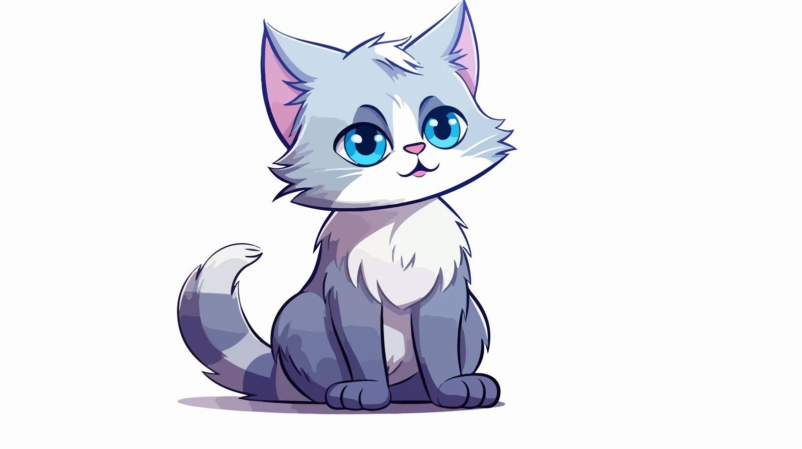 Cartoon Cat Staring Line Drawing — free download from Dotvec