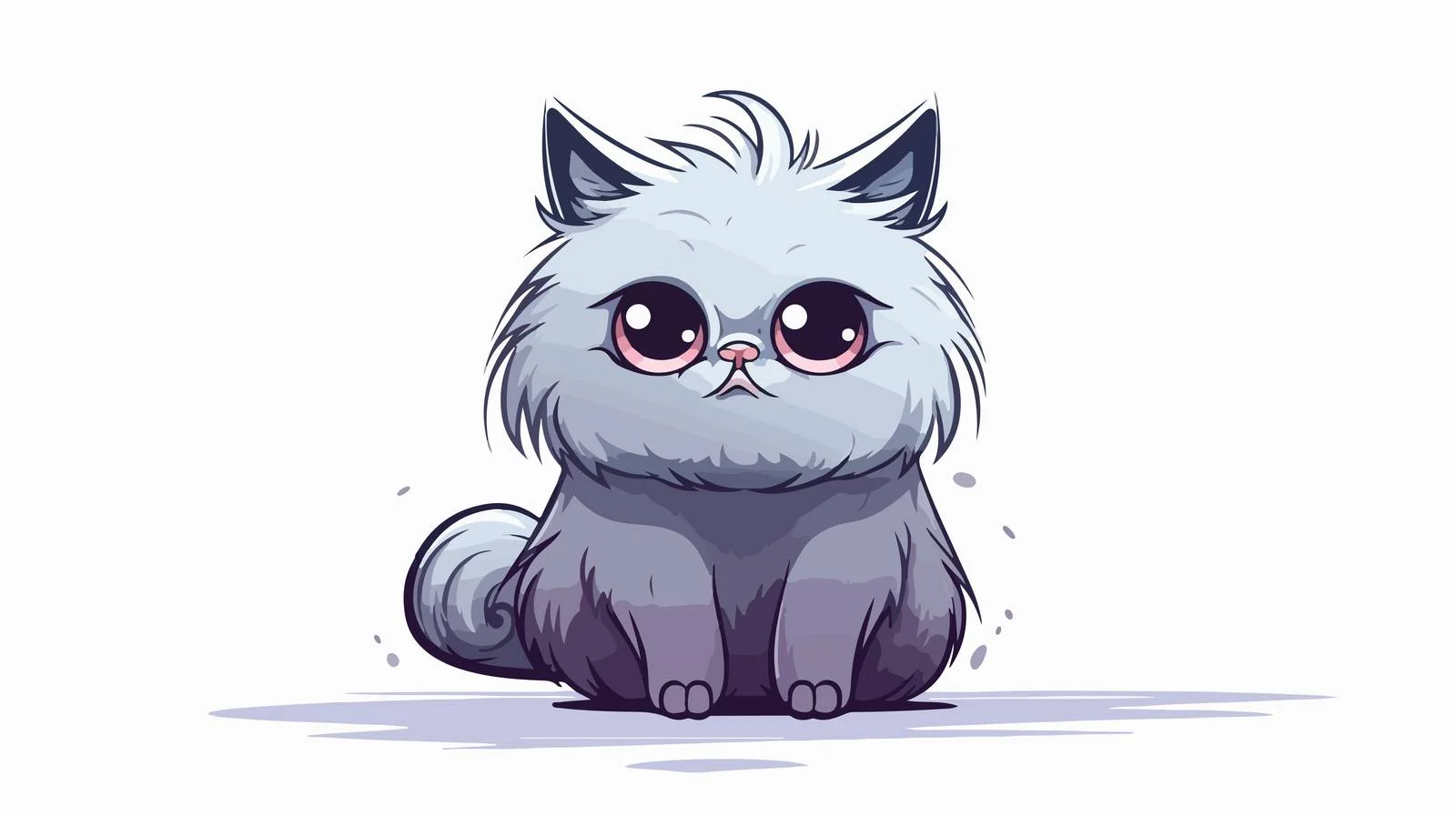 Cartoon Cat Staring Line Drawing — free download from Dotvec