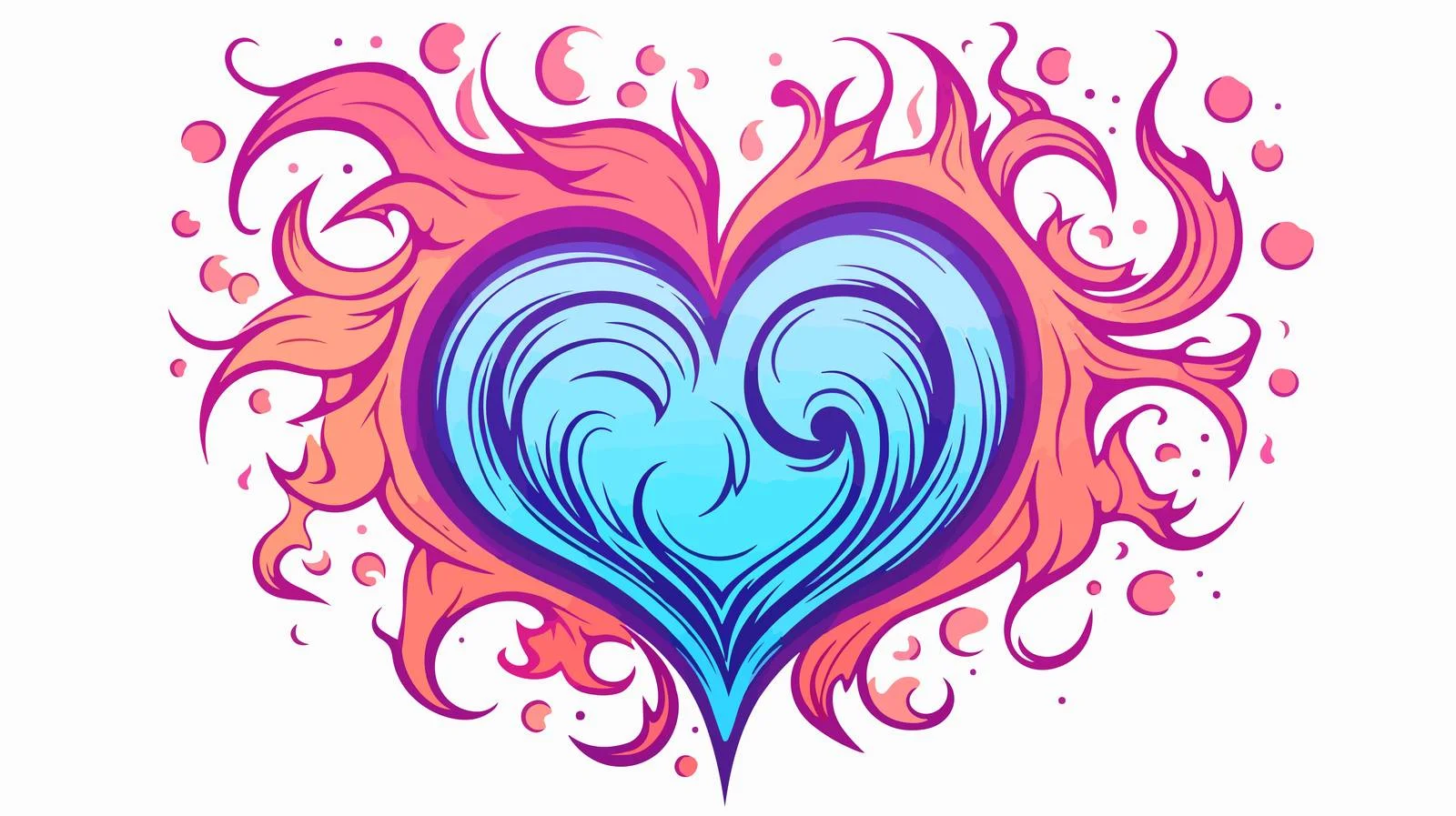 Cartoon Flaming Heart Line Drawing — free download from Dotvec