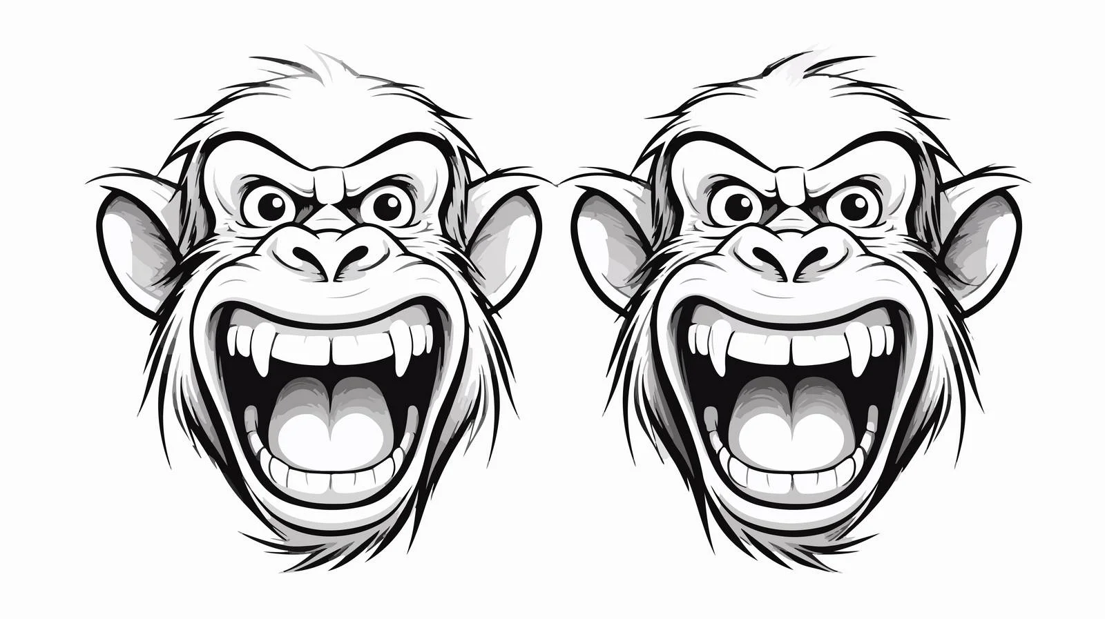 Cartoon Laughing Monkey Line Drawing — free download from Dotvec