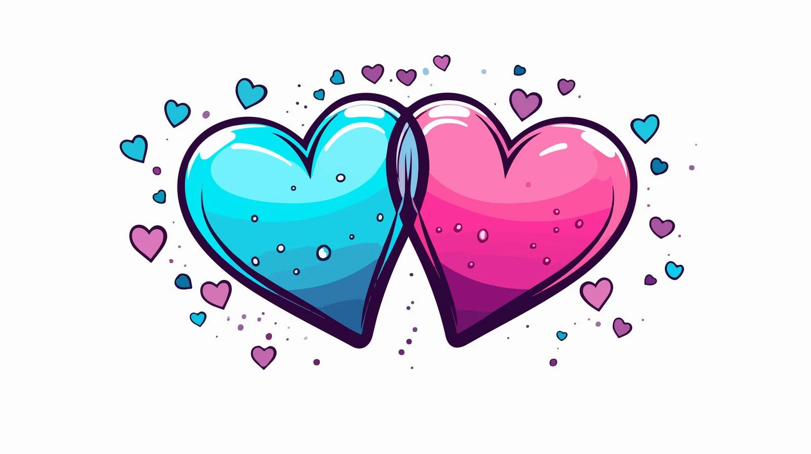 Cartoon Love Hearts Line Drawing — free download from Dotvec