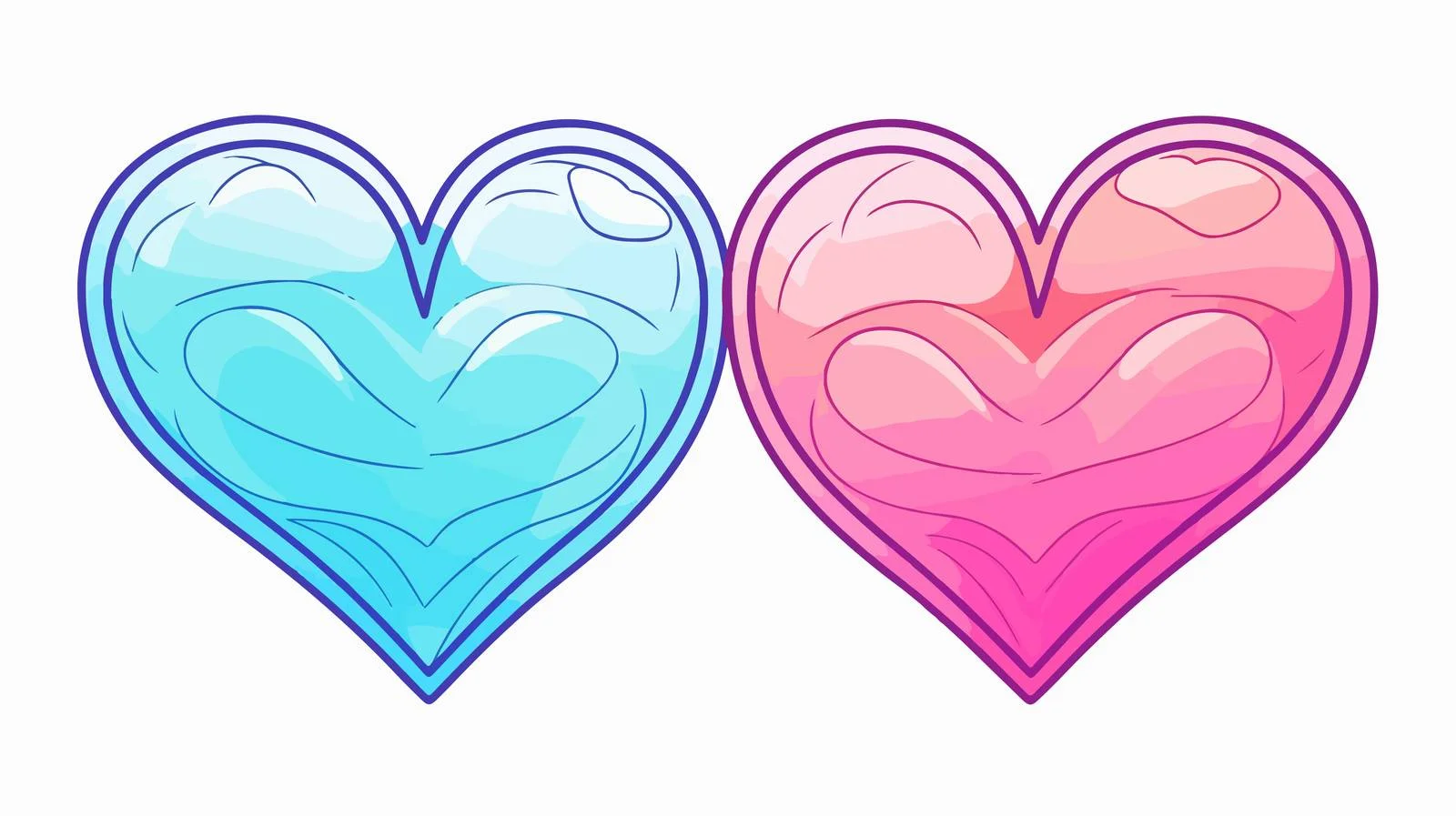 Cartoon Love Hearts Gradient Line Drawing — free download from Dotvec
