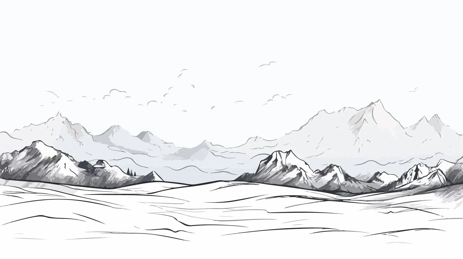 Cartoon Mountain Range Gradient Drawing — free download from Dotvec