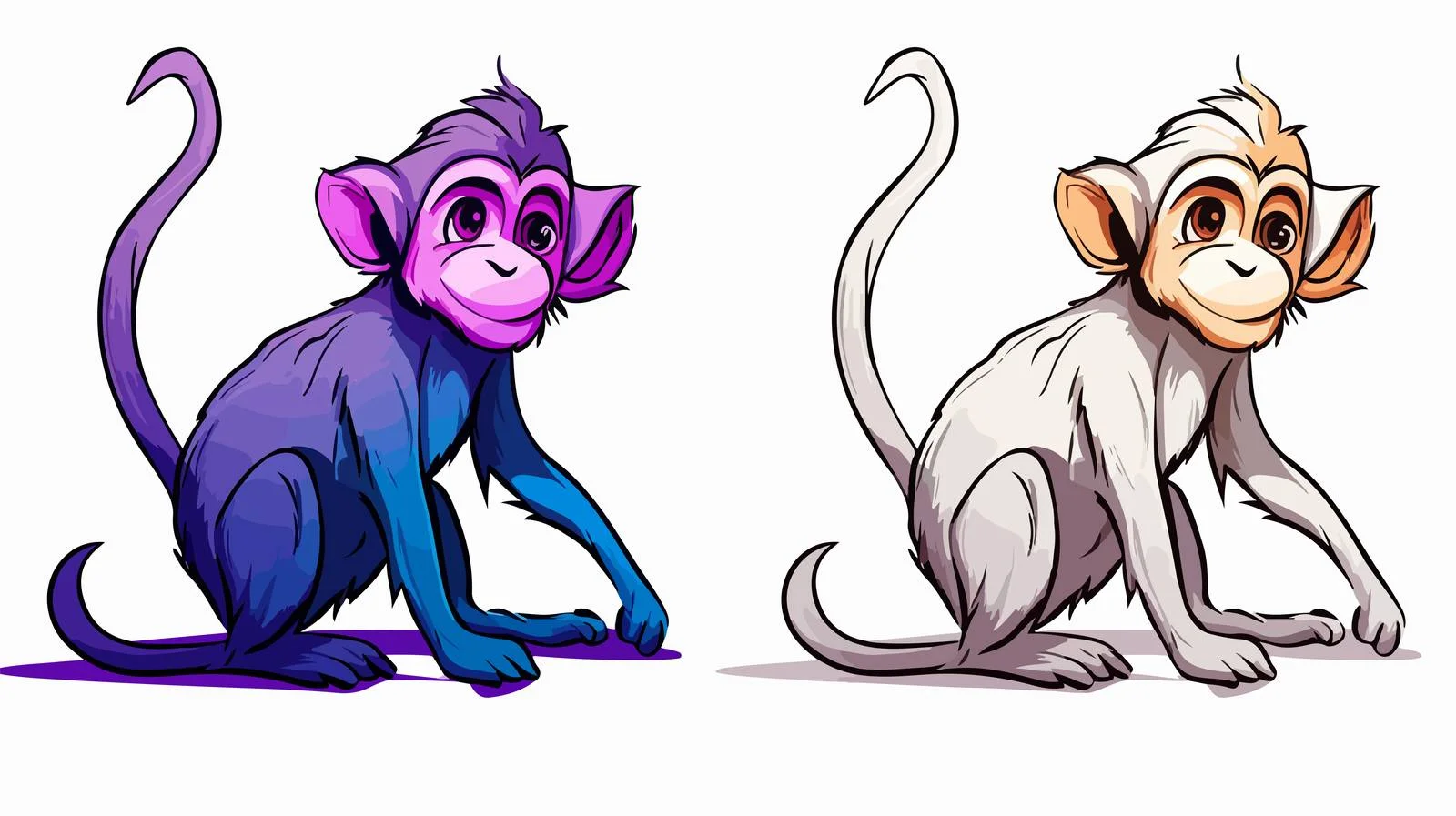 Chilled Cartoon Monkey Pointing Gradient Drawing — free download from Dotvec