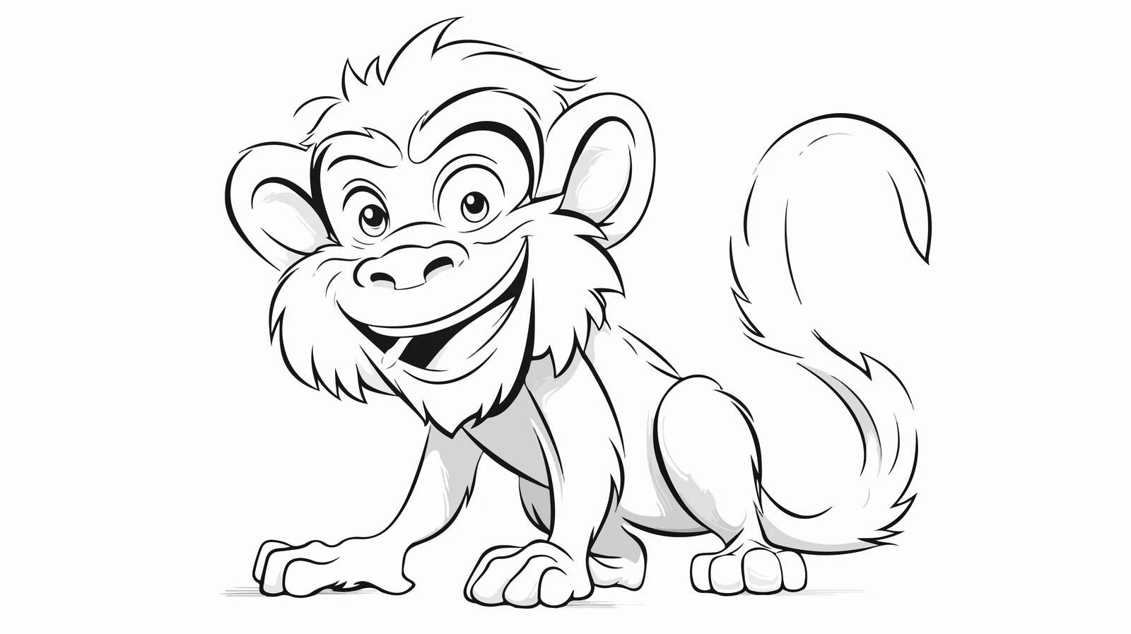 Chilled Cartoon Monkey Pointing Gradient Line Drawing — free download from Dotvec