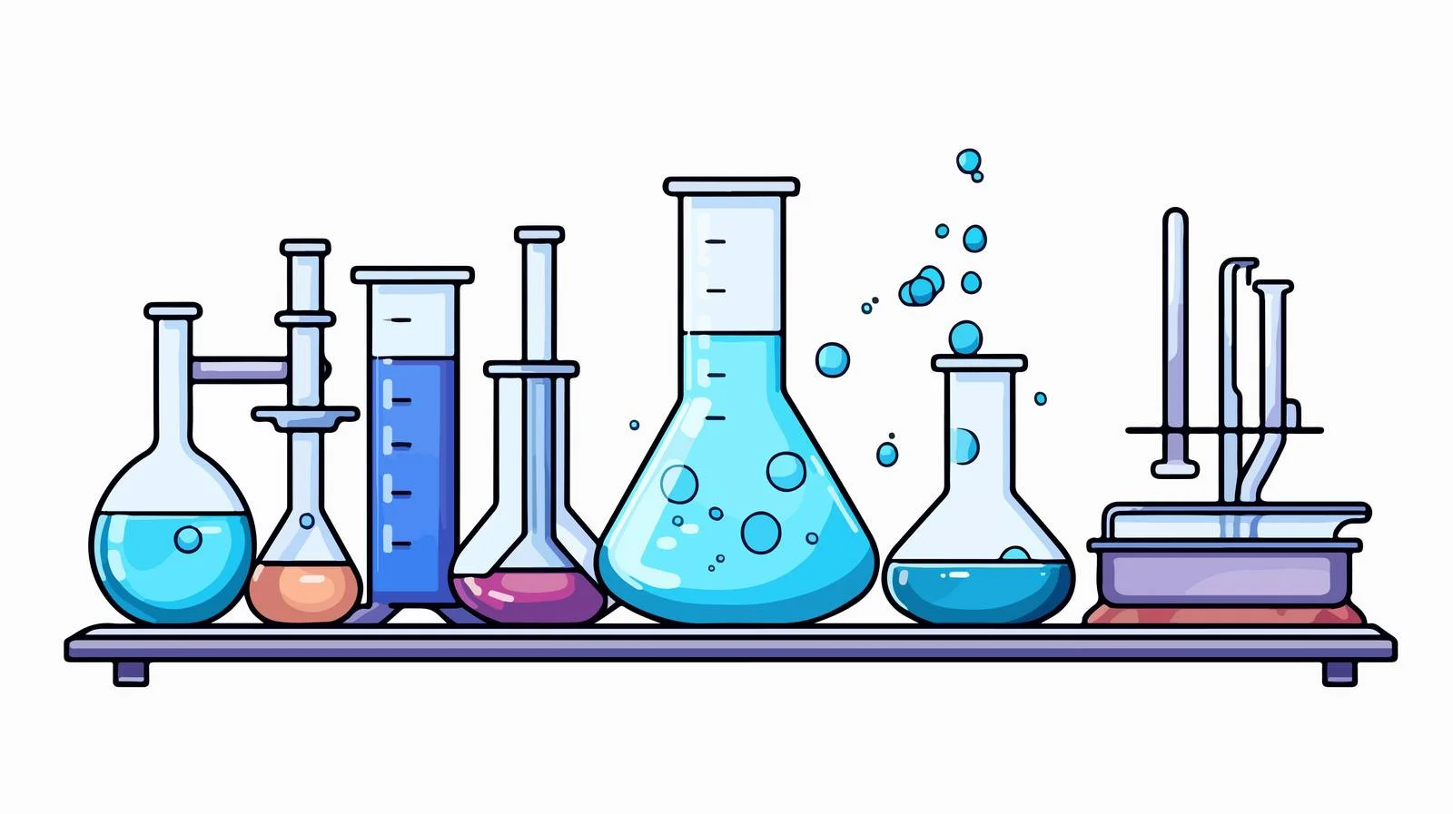 Cartoon Science Experiment Line Drawing — free download from Dotvec