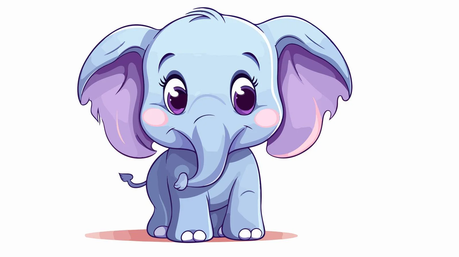 Smiling Cartoon Elephant Line Drawing — free download from Dotvec