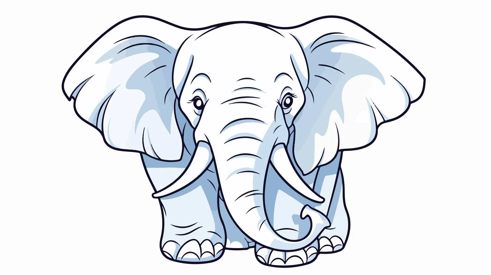 Cheerful Elephant Line Drawing — free download from Dotvec