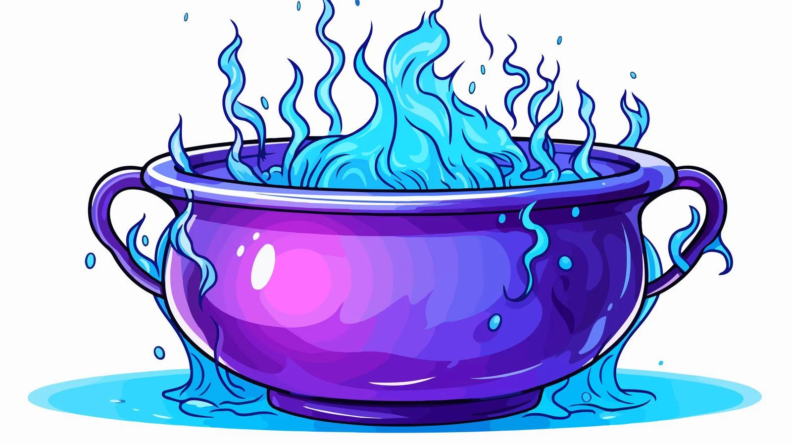 Cartoon Witch Cauldron Line Drawing — free download from Dotvec