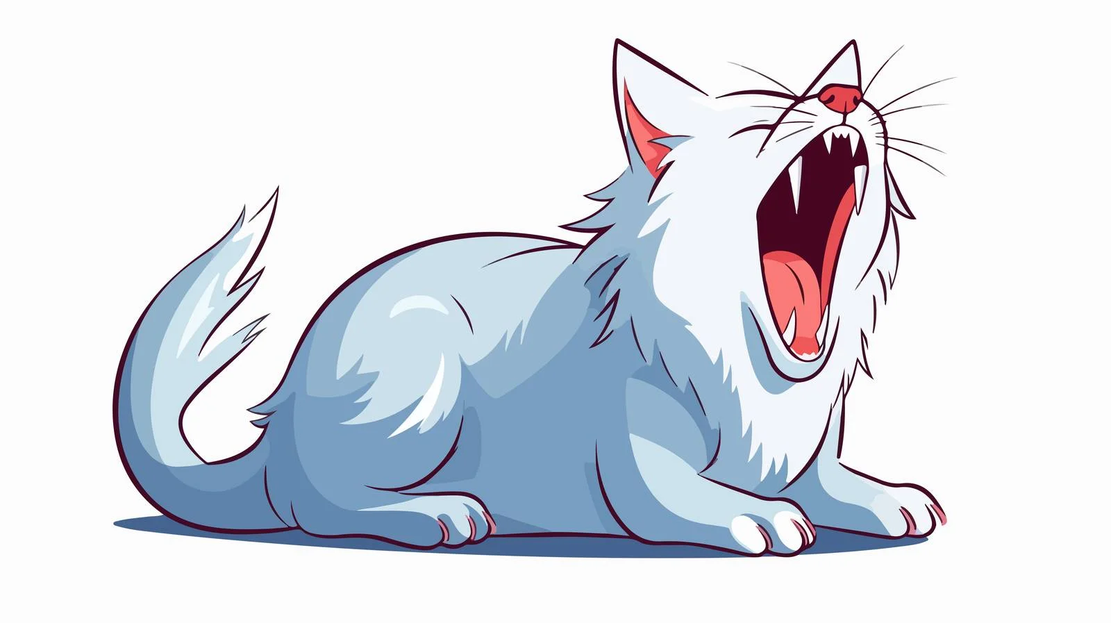 Relaxed Yawning Cartoon Cat Illustration — free download from Dotvec