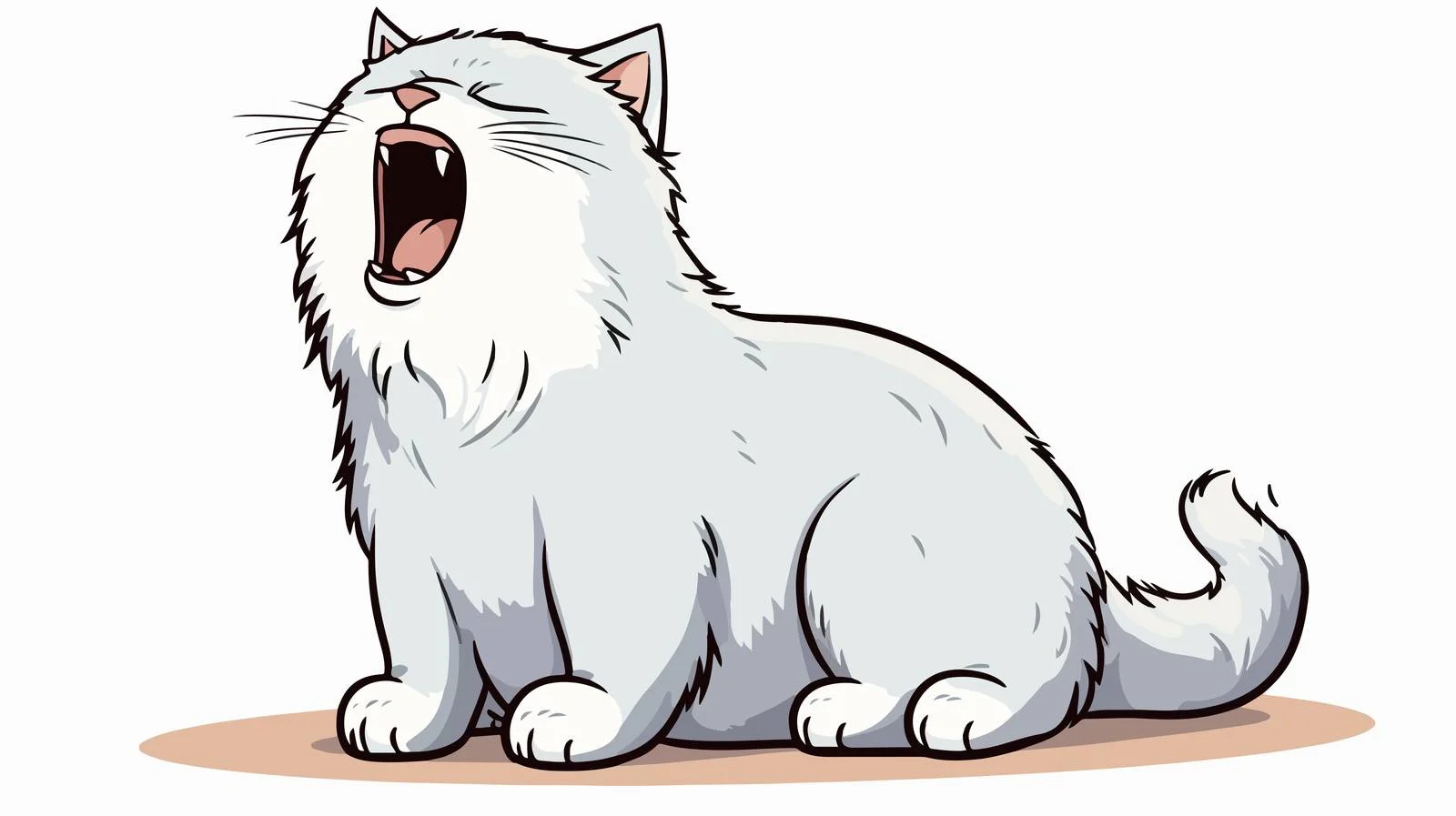 Cartoon Yawning Cat Line Drawing — free download from Dotvec