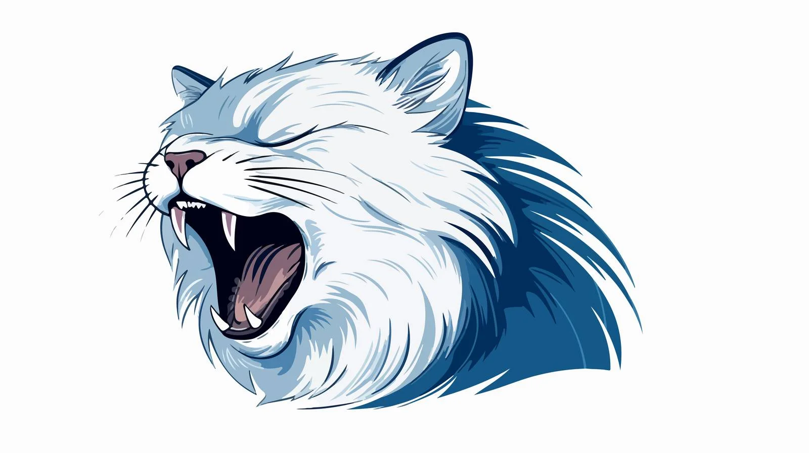 Chilly Cartoon Yawning Cat Drawing — free download from Dotvec