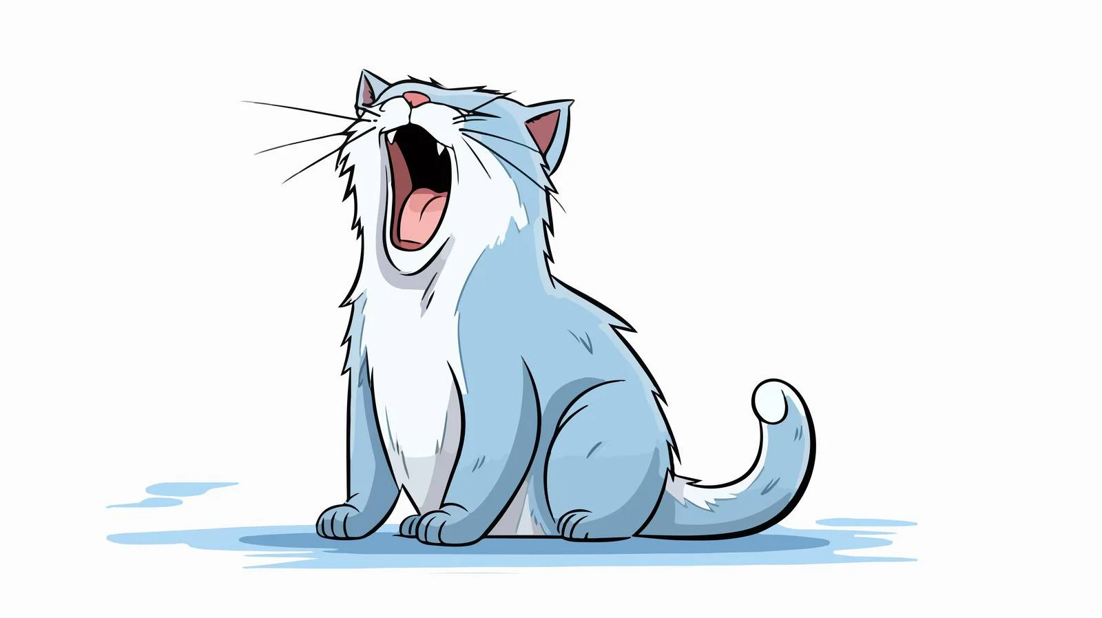 Chilly Yawning Cat Line Drawing — free download from Dotvec