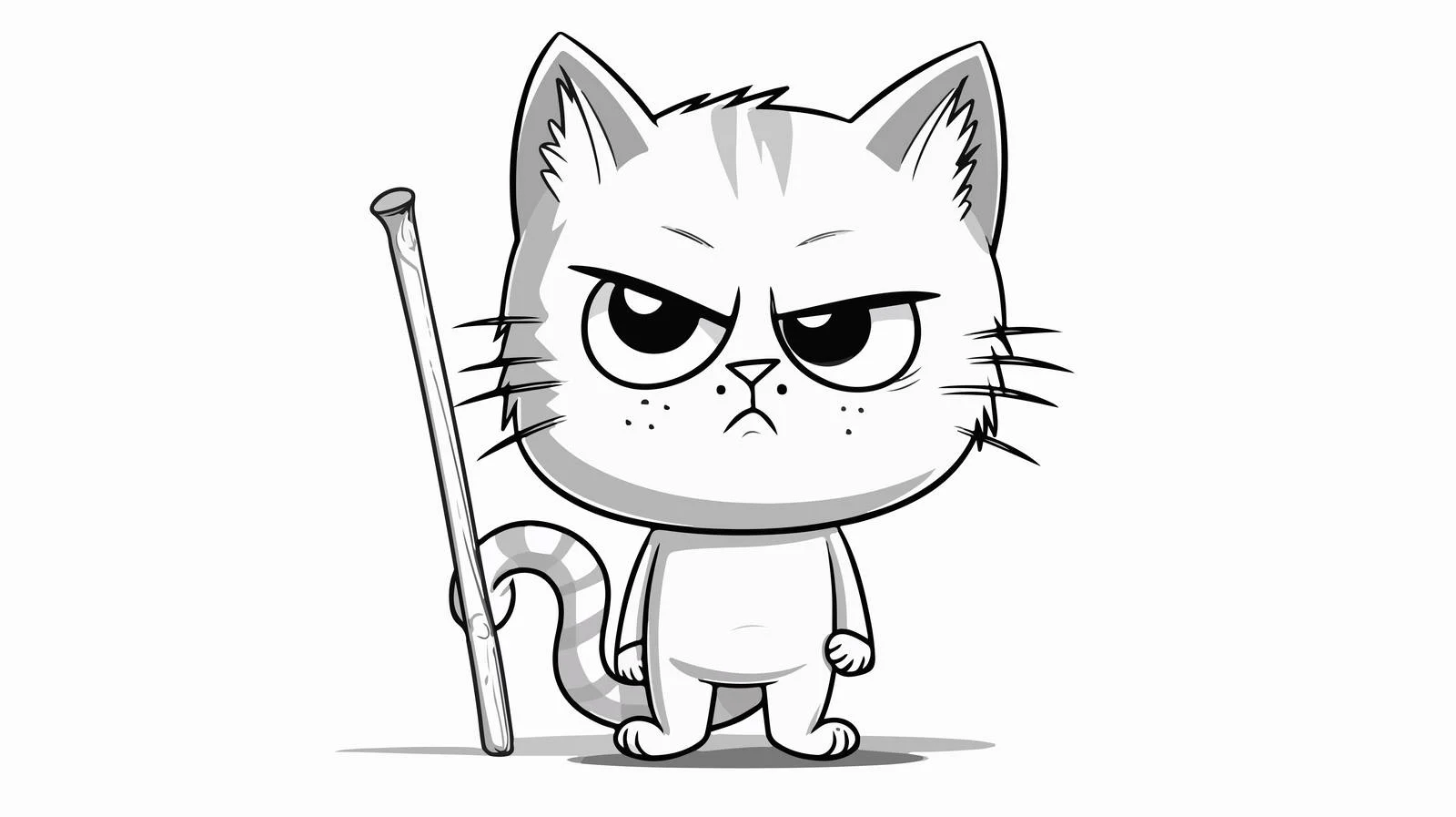 Confused Cartoon Cat Line Drawing — free download from Dotvec