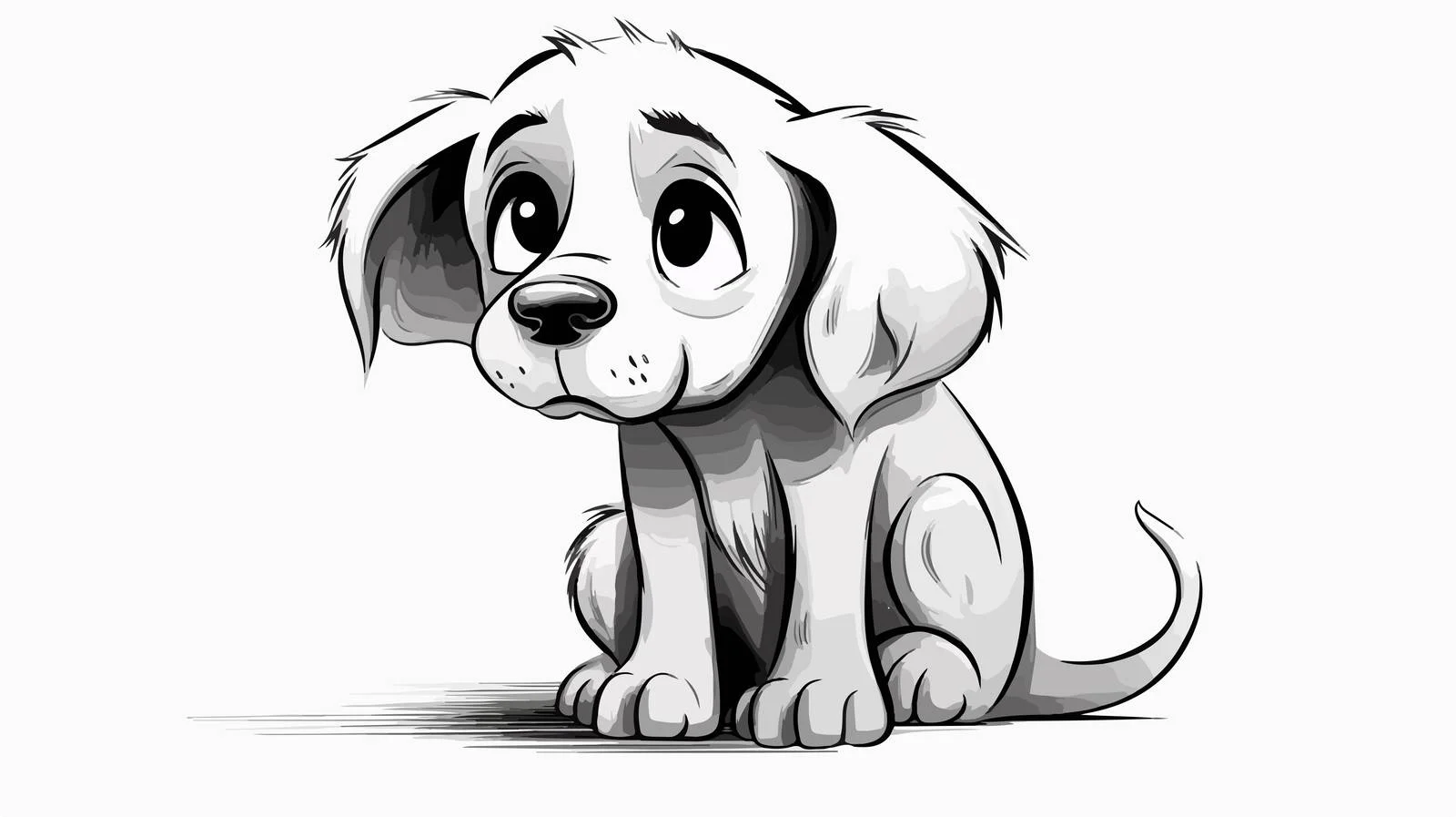 Emotive Cartoon Dog Line Art — free download from Dotvec