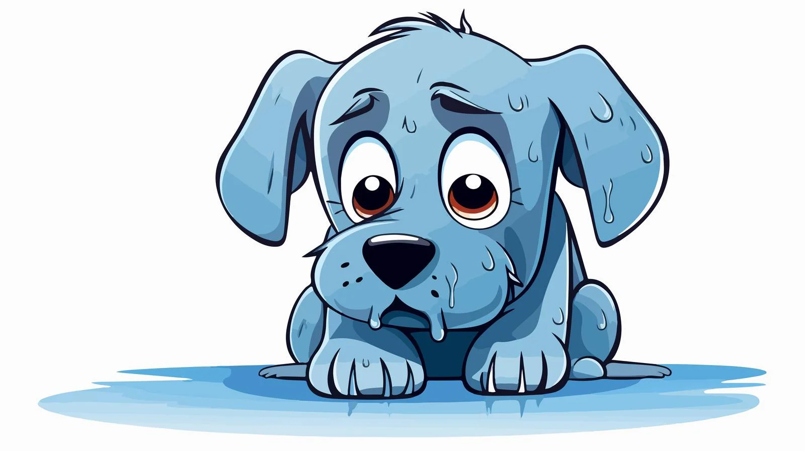 Cute Cartoon Dog Crying Line Drawing — free download from Dotvec